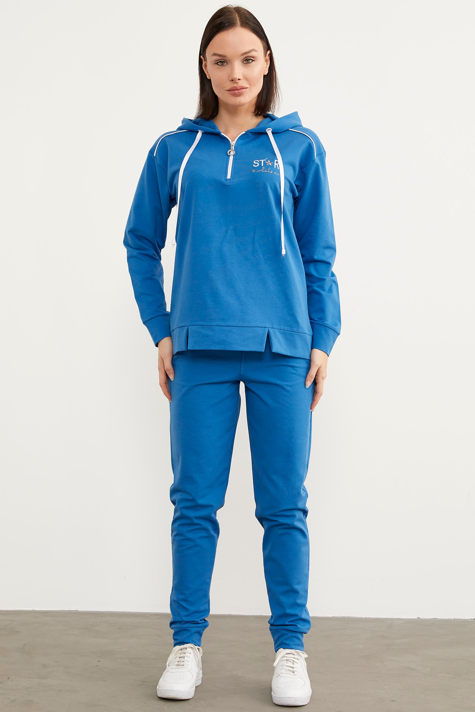 Jogger Oversize Kapüşonlu Eşofman Takım - Mavi (3) Sementa