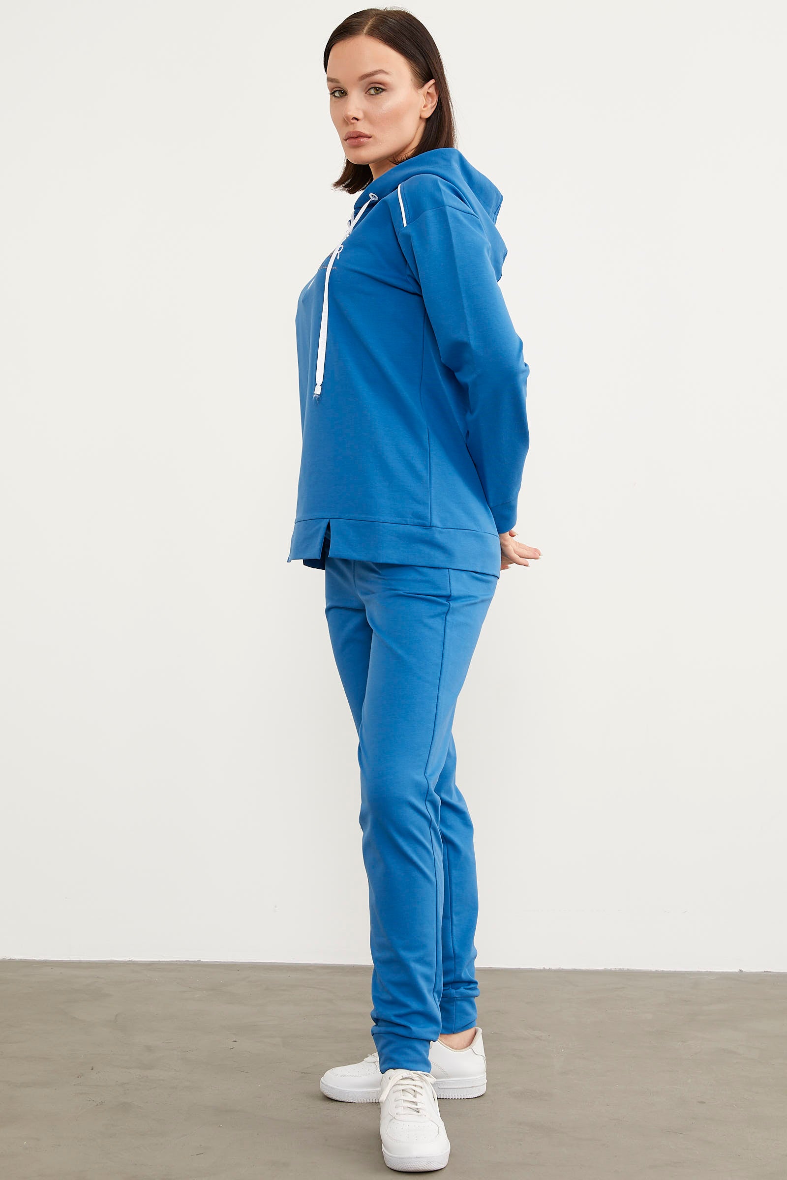 Jogger Oversize Kapüşonlu Eşofman Takım - Mavi (4) Sementa