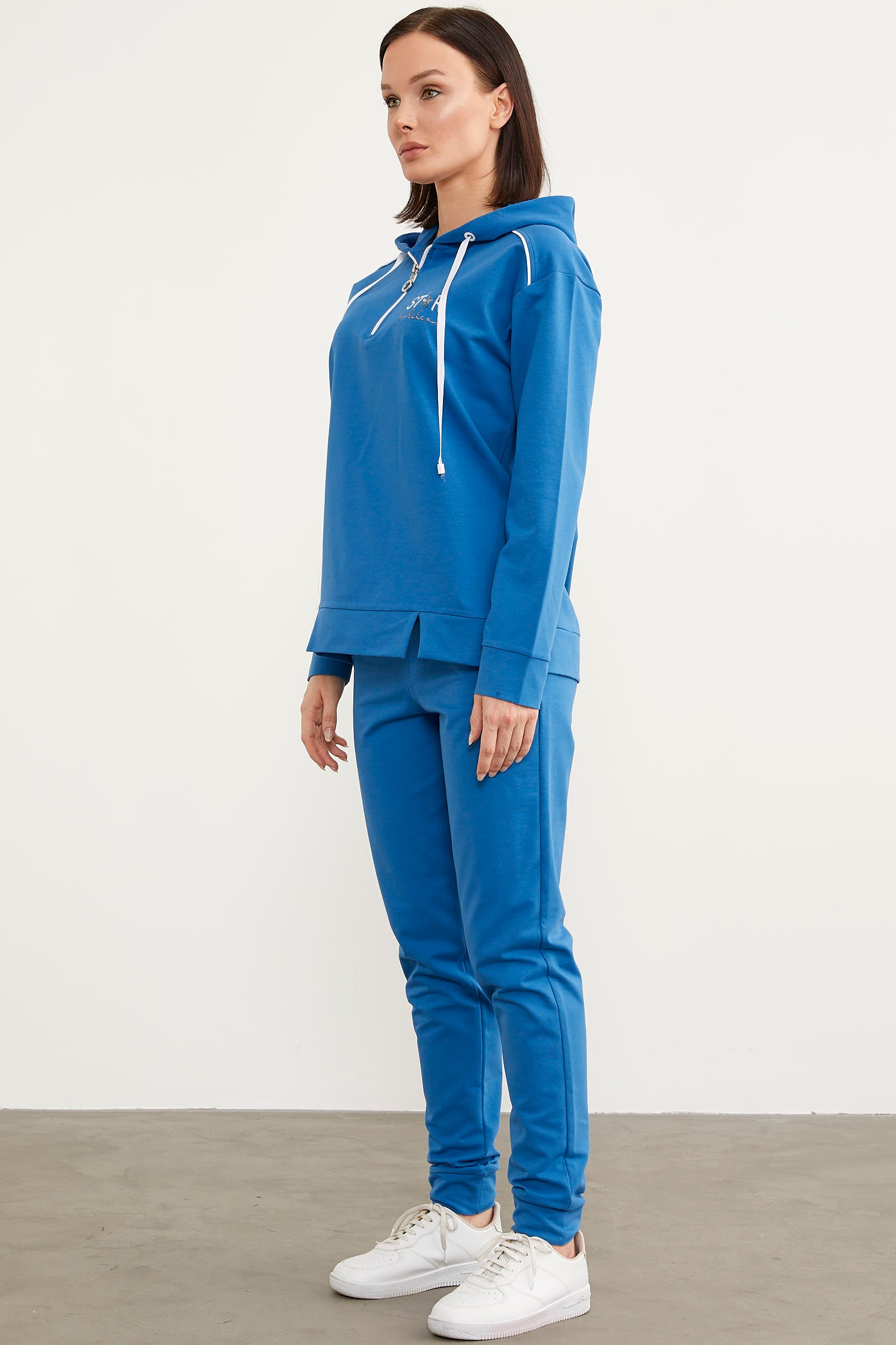 Jogger Oversize Kapüşonlu Eşofman Takım - Mavi (5) Sementa