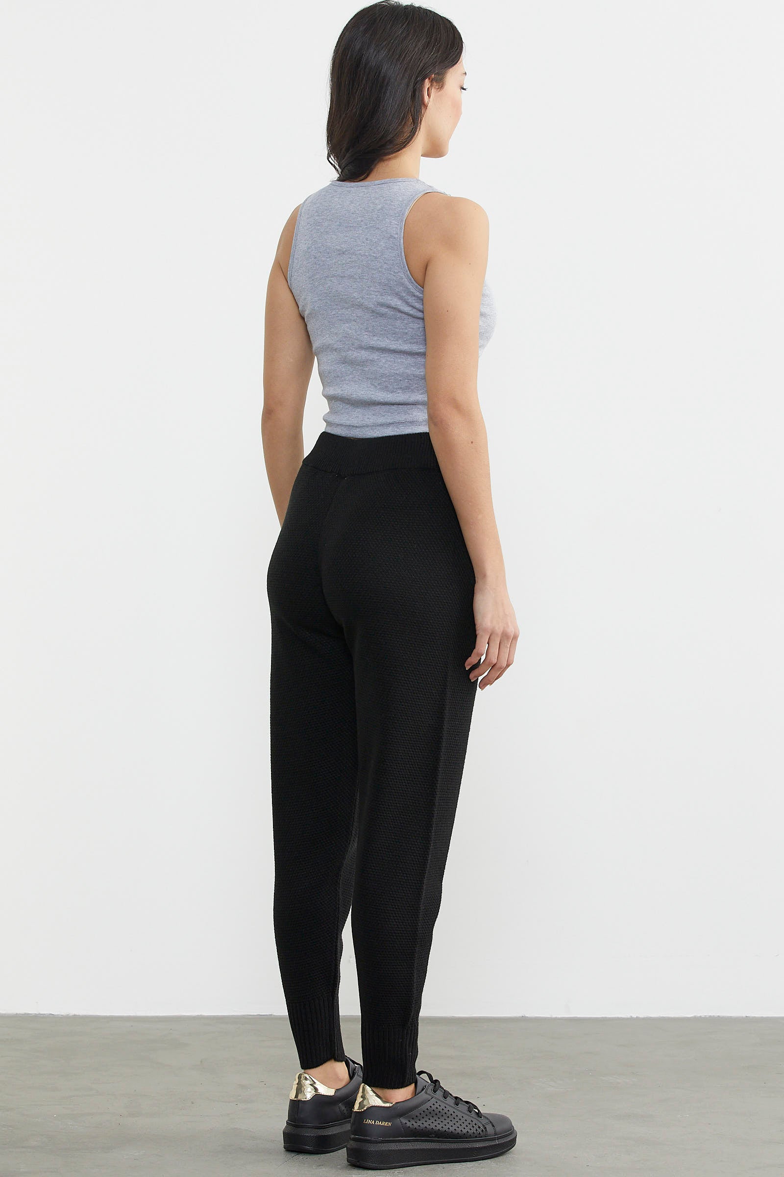 Jogger Rahat Kalıp Triko Pantolon - Siyah (6) Sementa