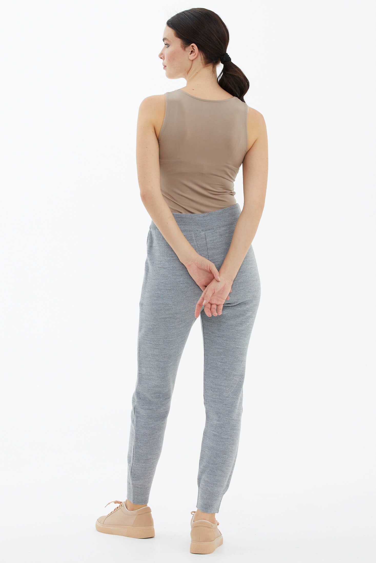 Kadın Cepli Triko Pantolon - Gri (3) Sementa