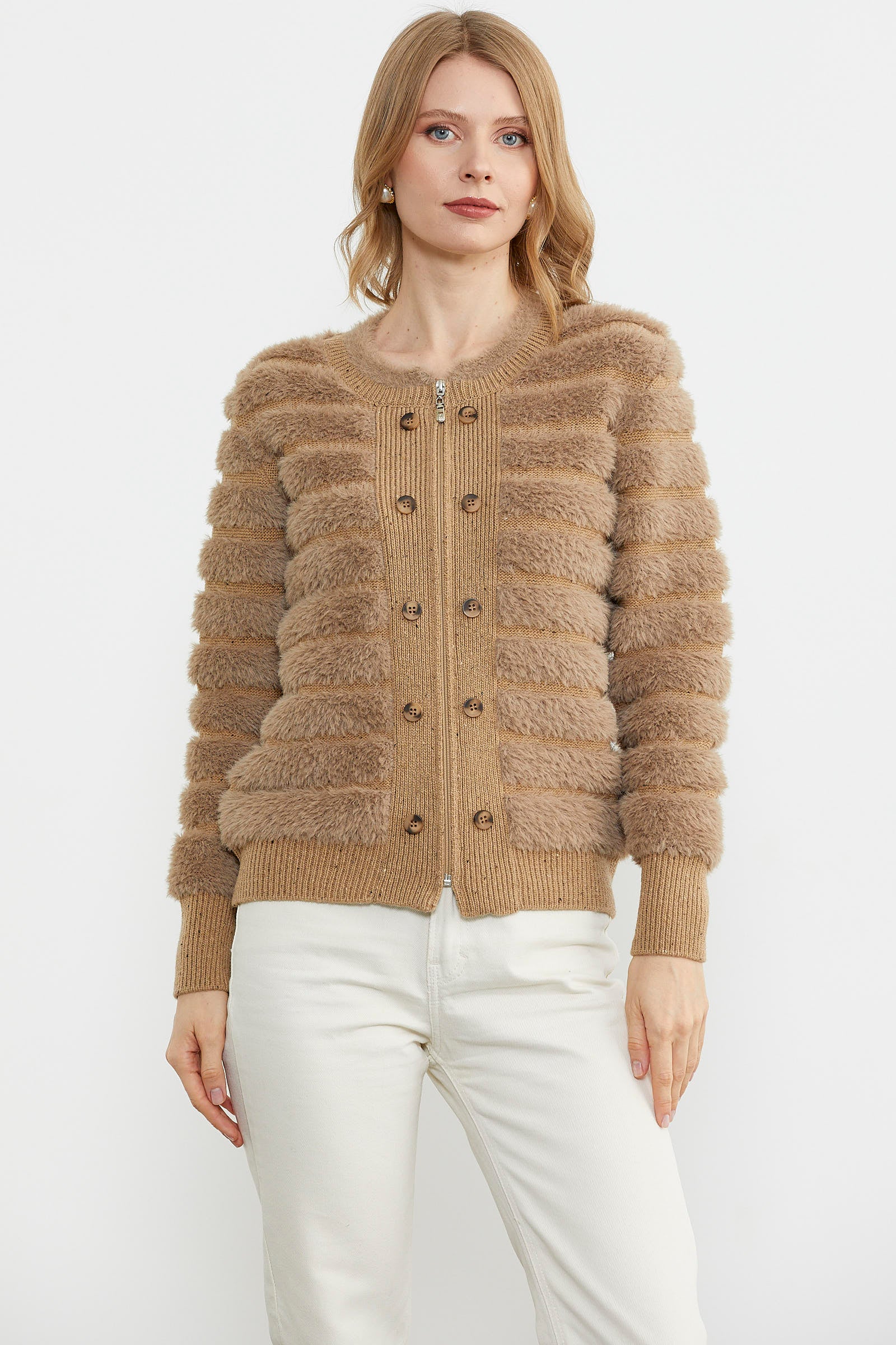 Kadın Triko Ceket - Bej (2) Sementa