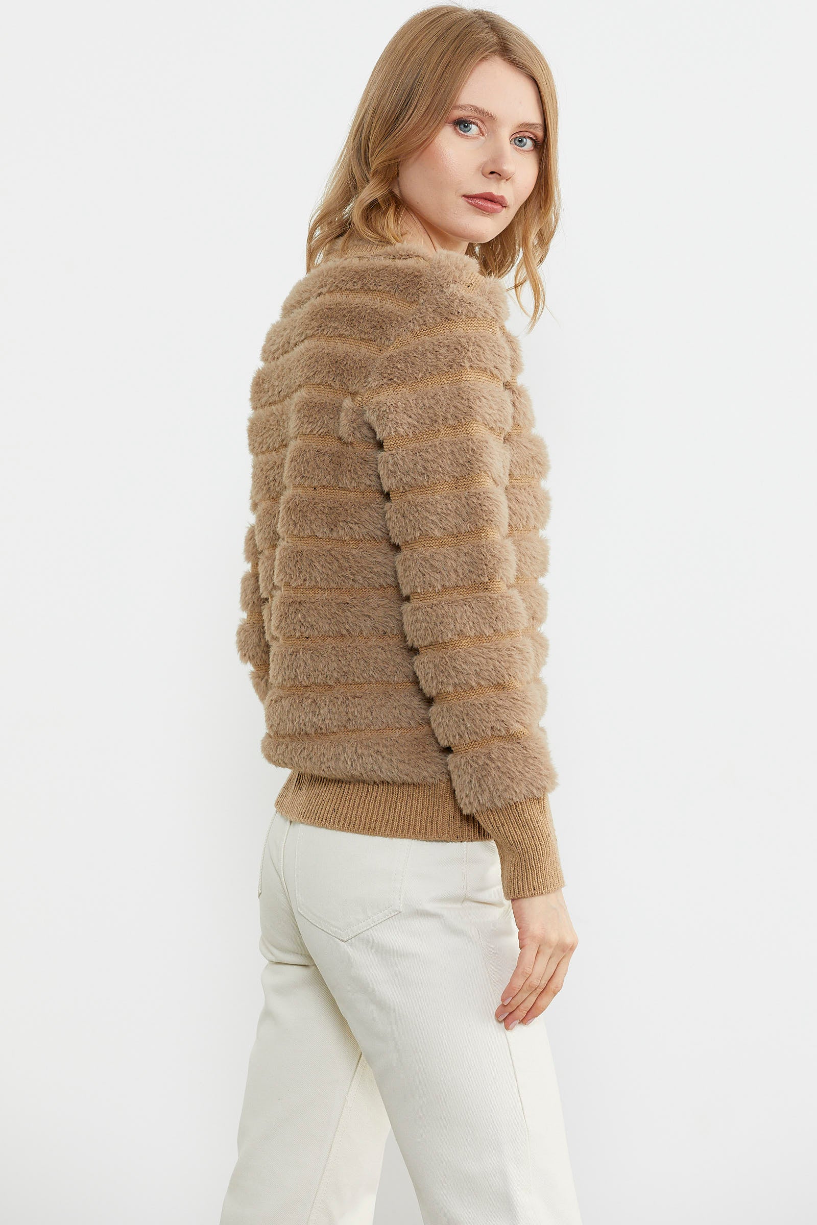 Kadın Triko Ceket - Bej (4) Sementa