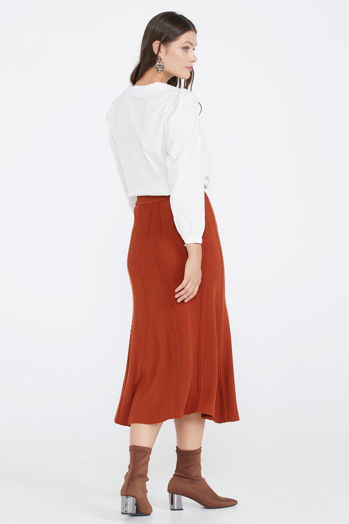 Kadın Triko Etek - Kiremit (4) Sementa