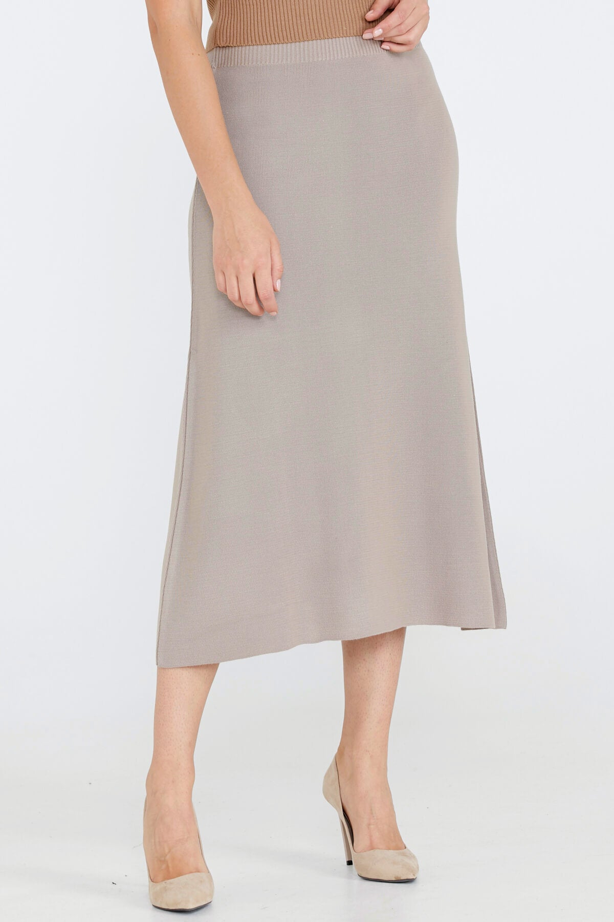 Kadın Triko Etek - Vizon (2) Sementa