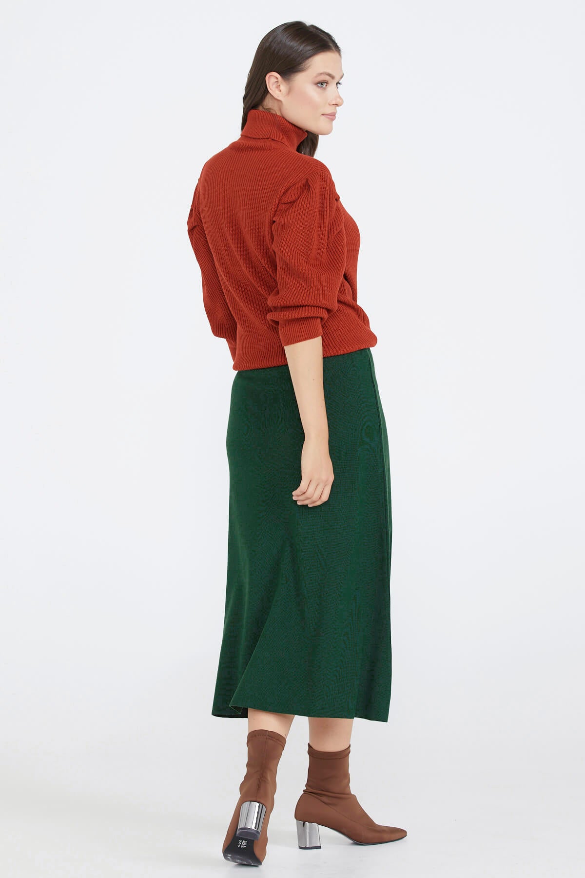 Kadın Triko Etek - Yeşil (4) Sementa