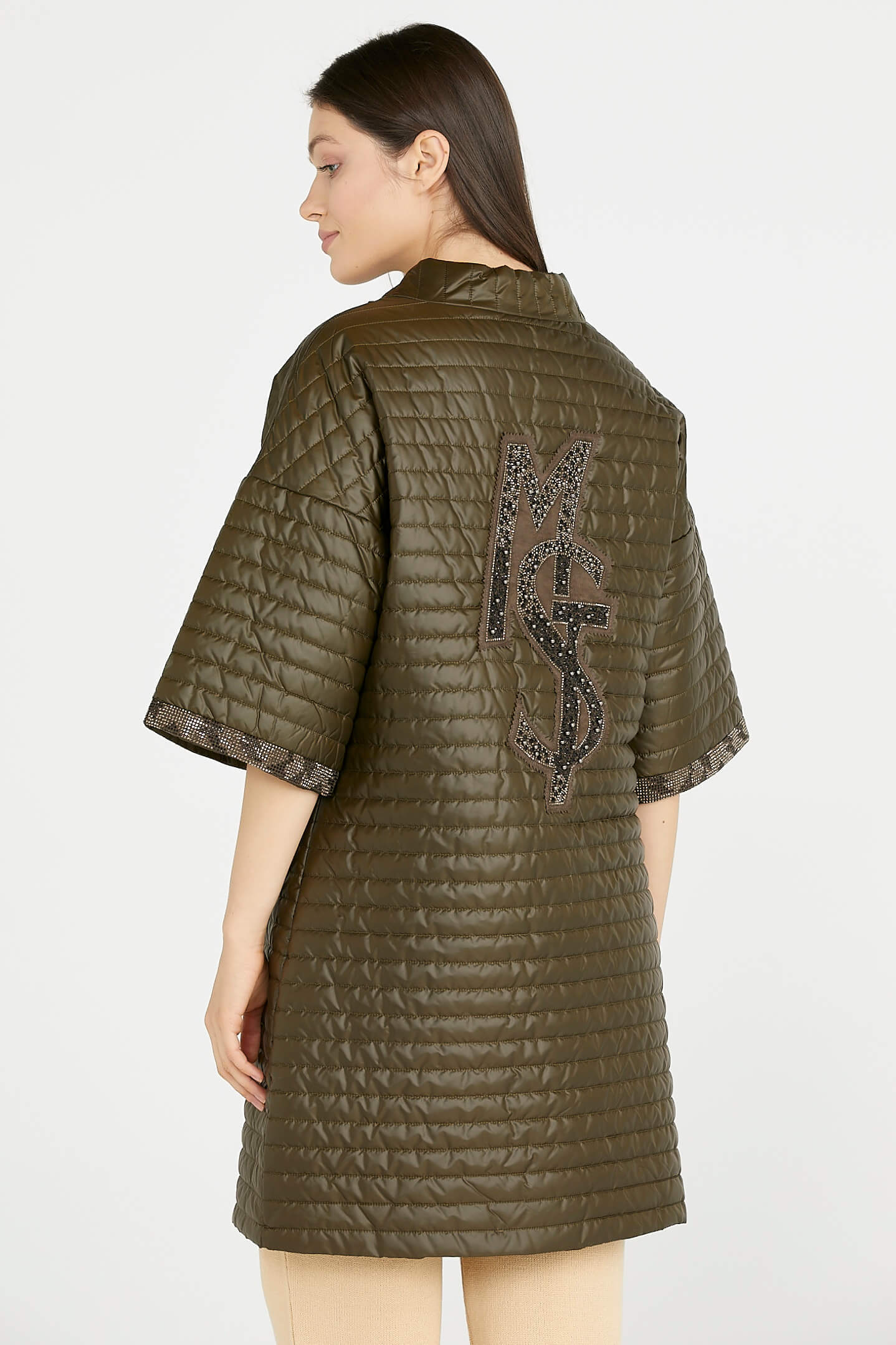 Kadın Truvakar Kol Fermuarlı Uzun Mont - Yeşil (4) Sementa