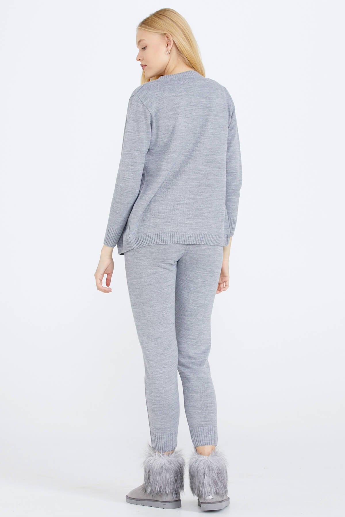 Kadın Üçlü Triko Takım - Gri (4) Sementa