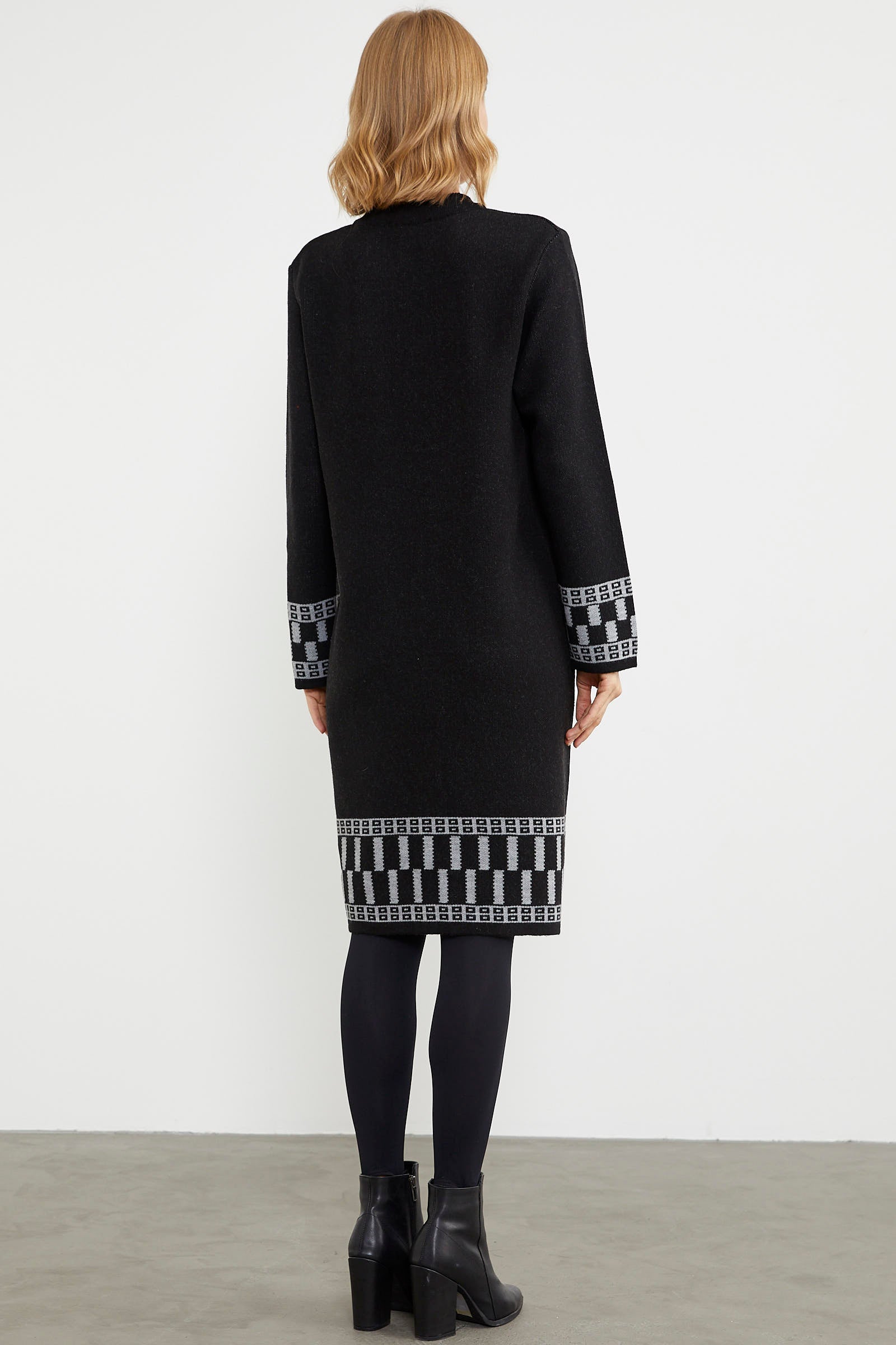 Kalın Dolu İğne Uzun Triko Hırka - Siyah (7) Sementa