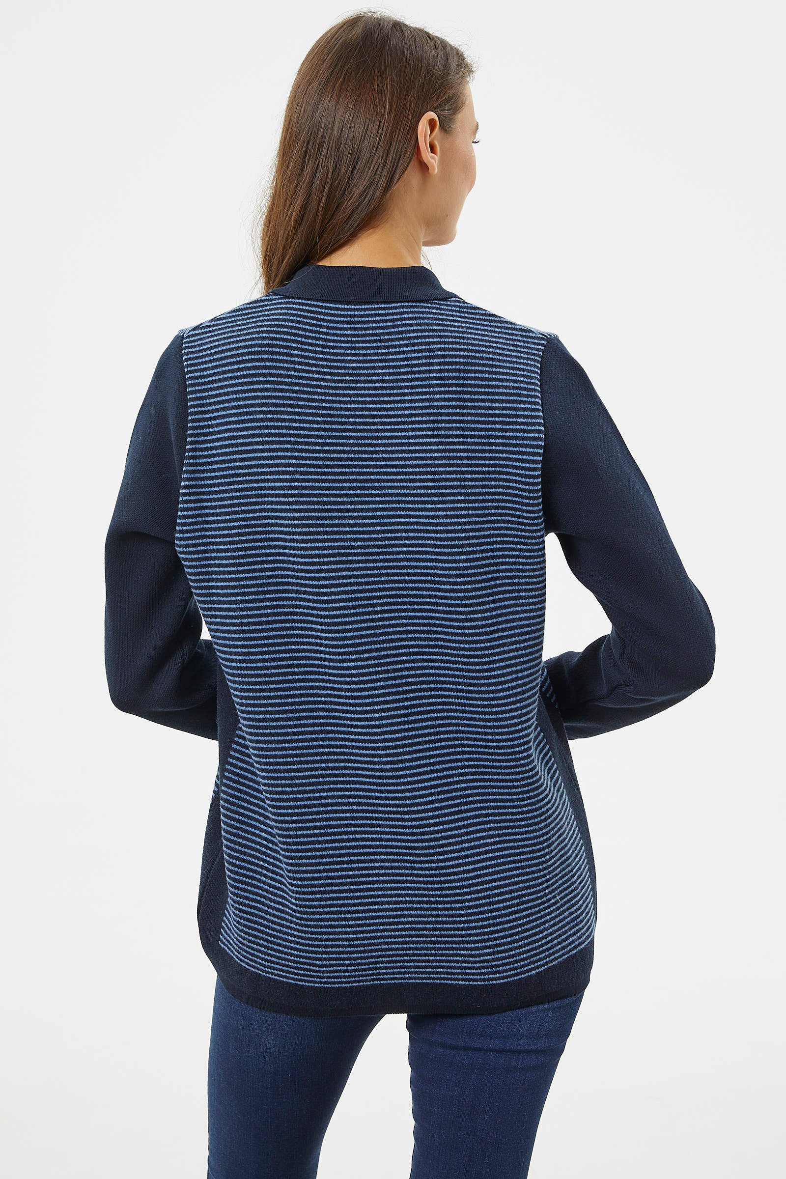 Kalın Fermuarlı Cep Detaylı Triko Hırka - Lacivert (6) Sementa