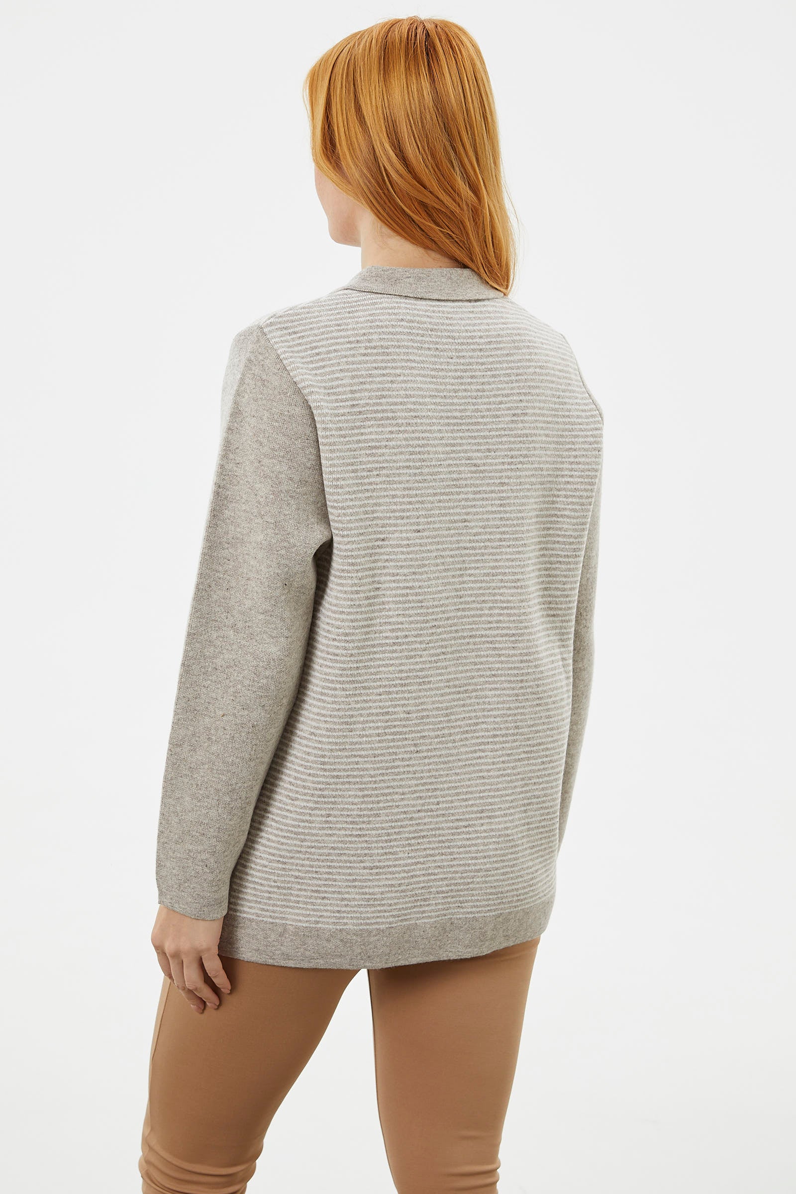 Kalın Fermuarlı Cep Detaylı Triko Hırka - Vizon (6) Sementa