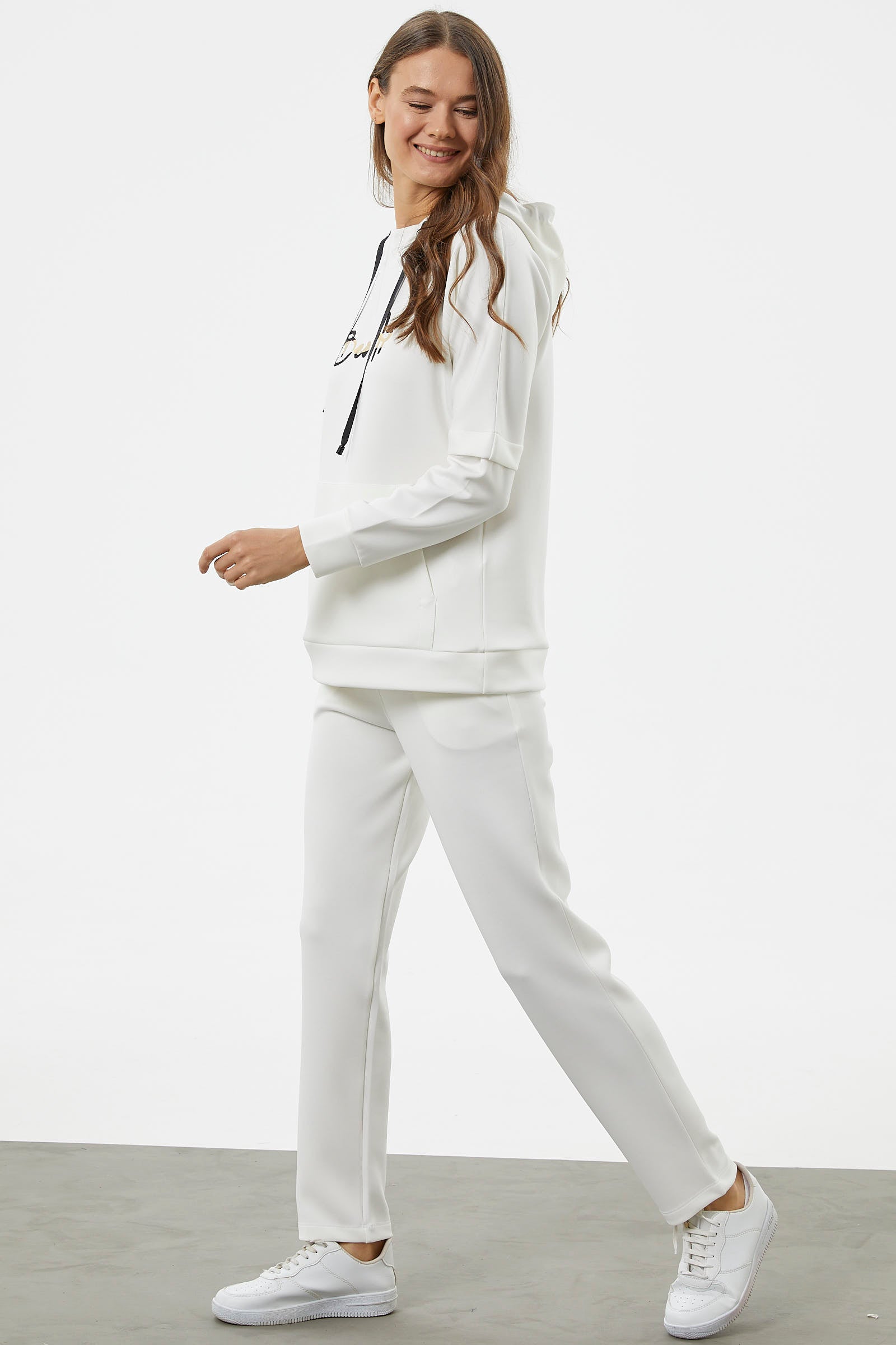 Kanguru Cepli Dalgıç Kumaş Eşofman Takım - Ekru (5) Sementa