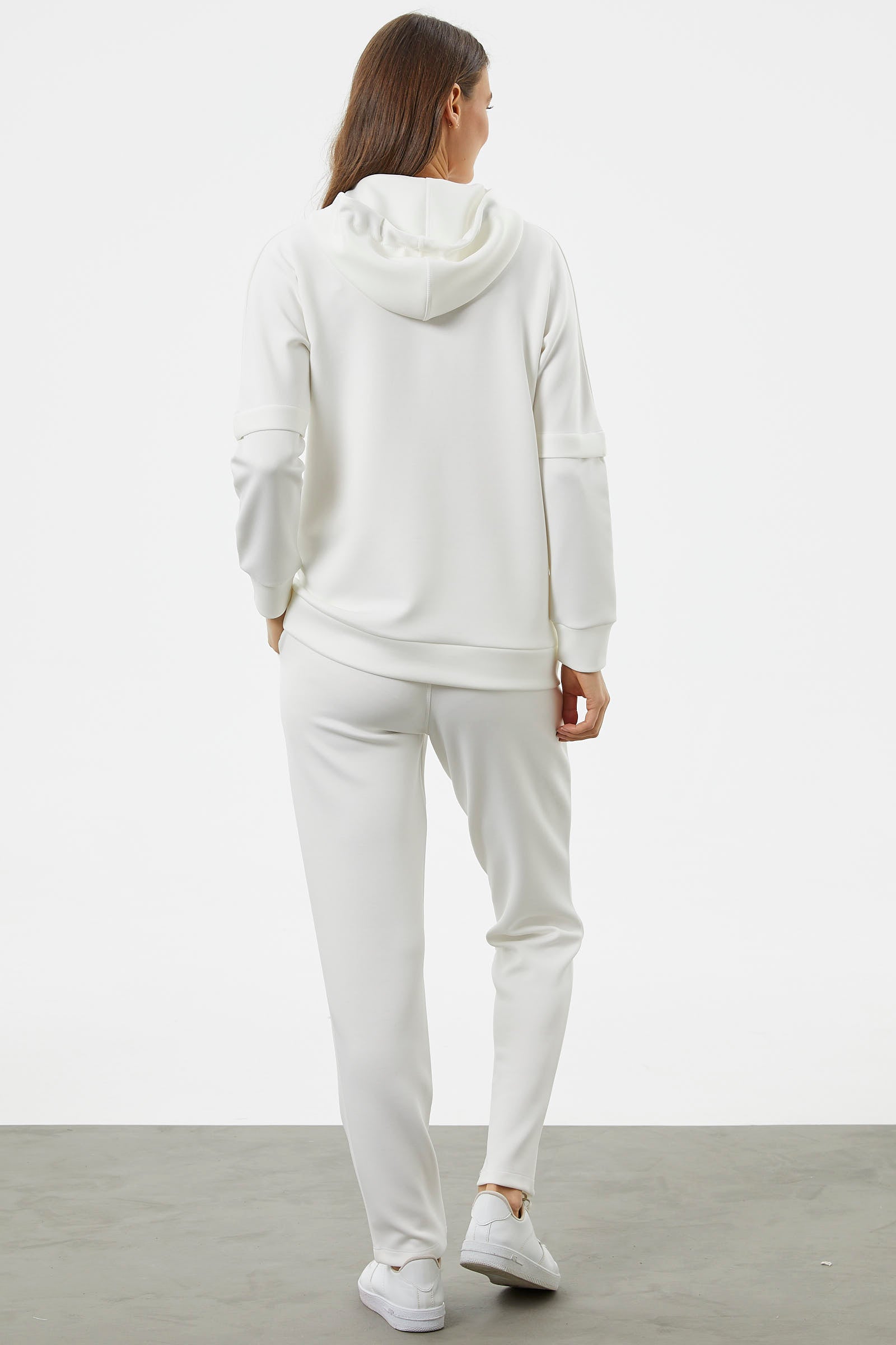 Kanguru Cepli Dalgıç Kumaş Eşofman Takım - Ekru (7) Sementa