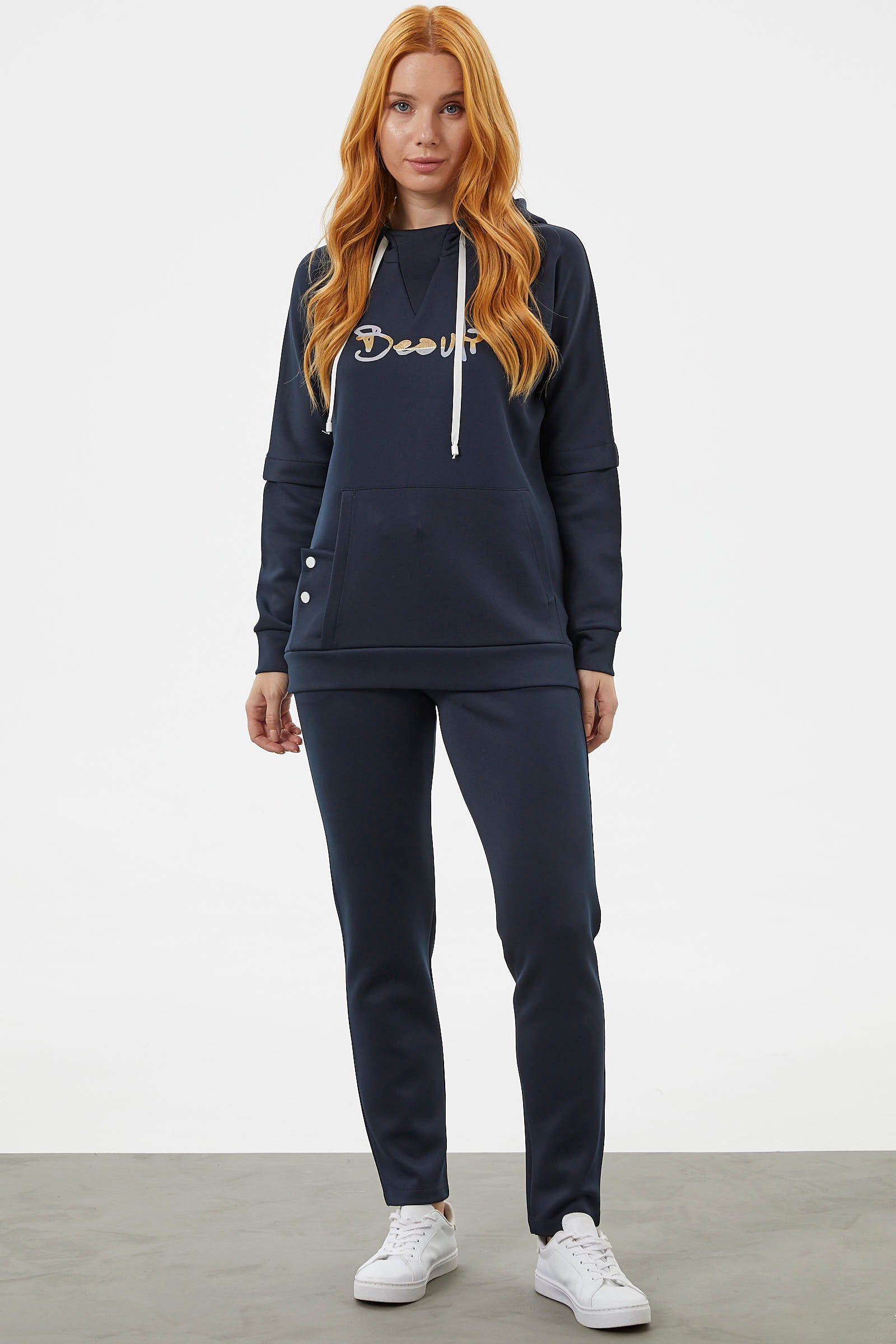 Kanguru Cepli Dalgıç Kumaş Eşofman Takım - Lacivert (3) Sementa