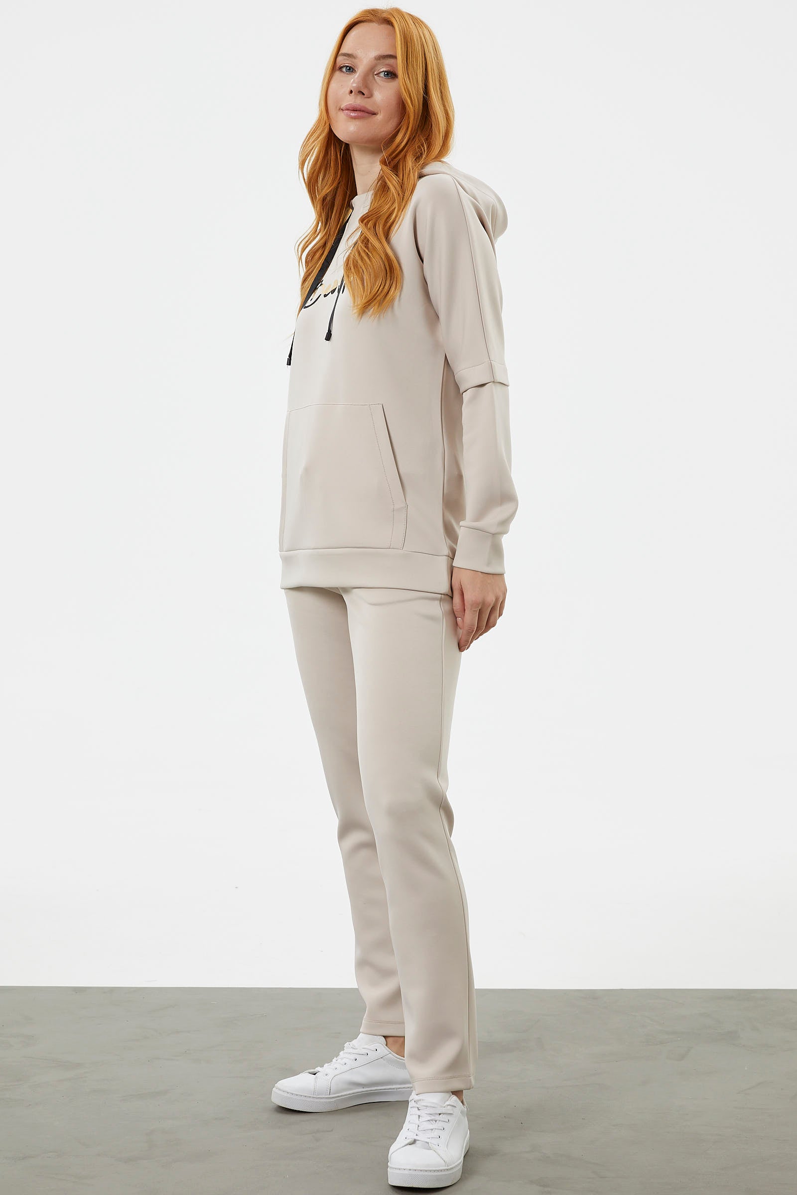 Kanguru Cepli Dalgıç Kumaş Eşofman Takım - Taş (4) Sementa