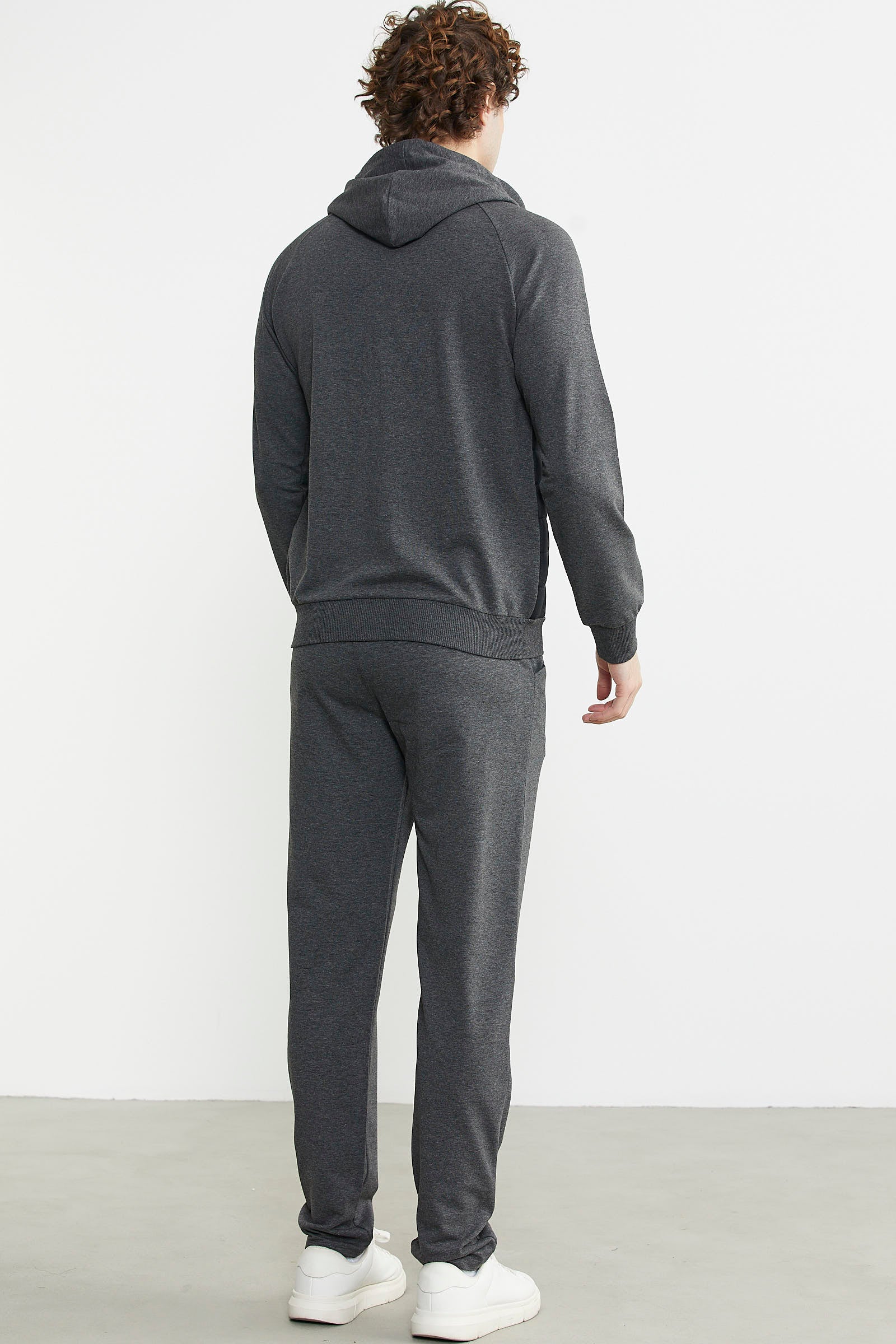 Kapitone Detaylı Kapüşonlu Eşofman Takım - Antrasit - Sementa