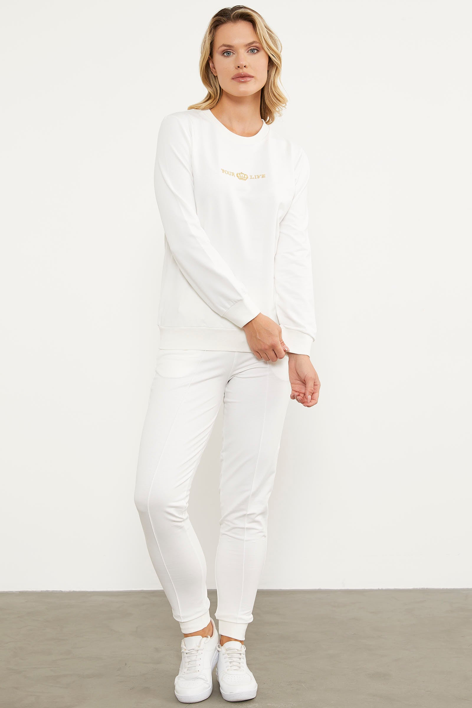 Kapitone Detaylı Yelekli Üçlü Eşofman Takım - Ekru (8) Sementa