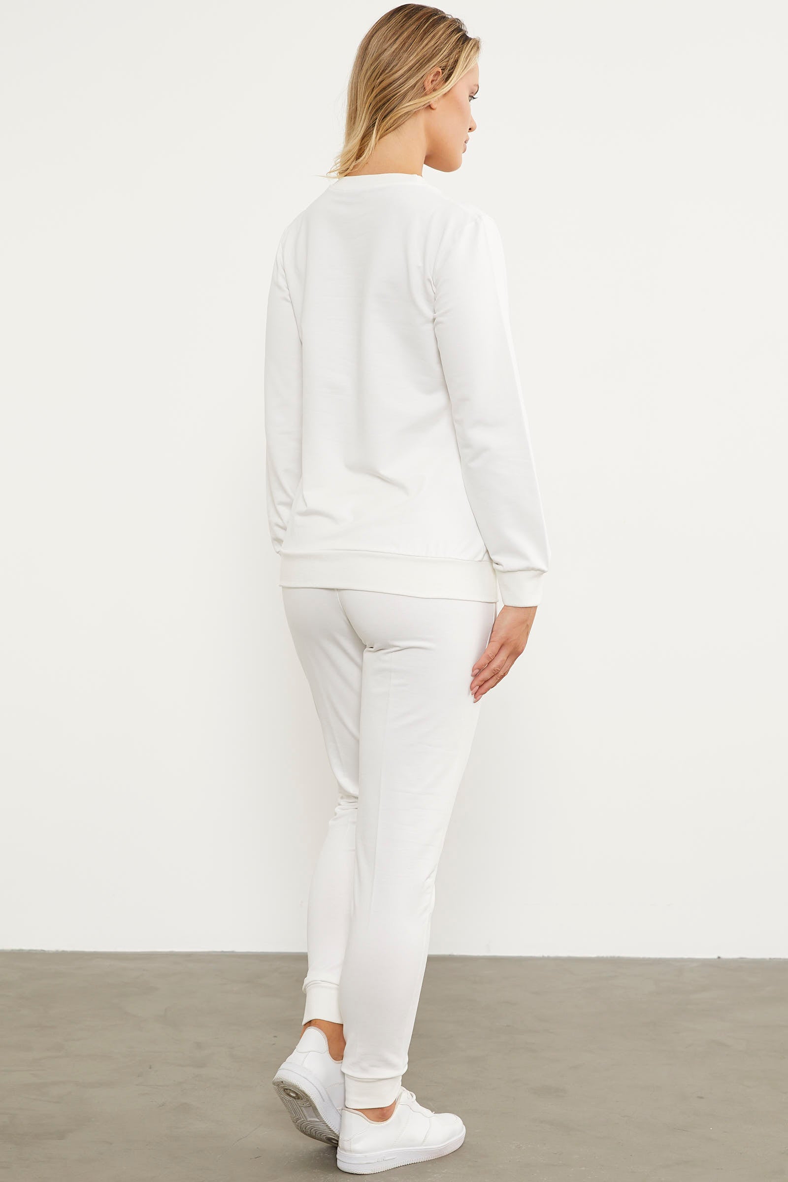 Kapitone Detaylı Yelekli Üçlü Eşofman Takım - Ekru (9) Sementa