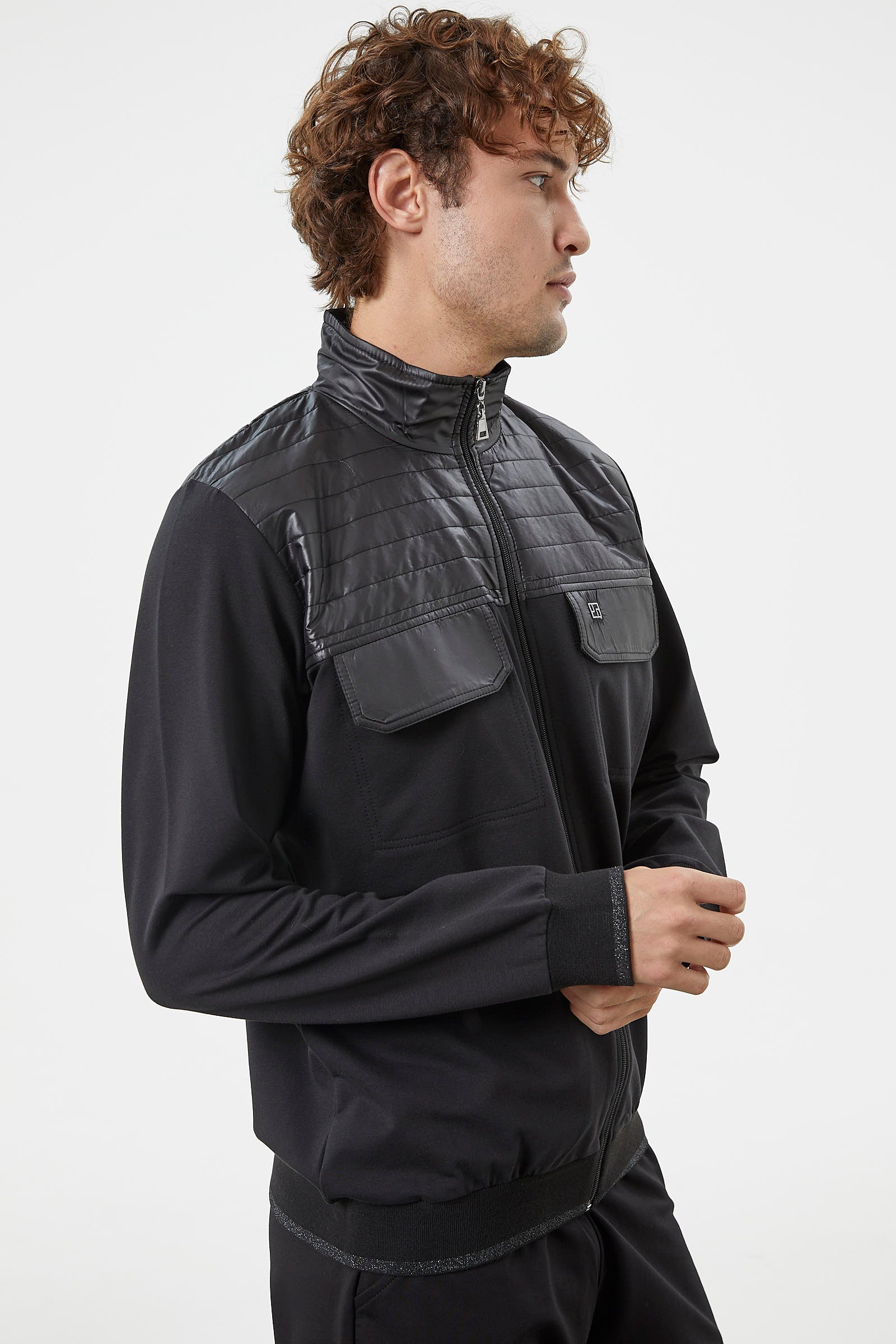 Kapitone Dik Yaka Fermuarlı Eşofman Takım - Siyah (3) Sementa