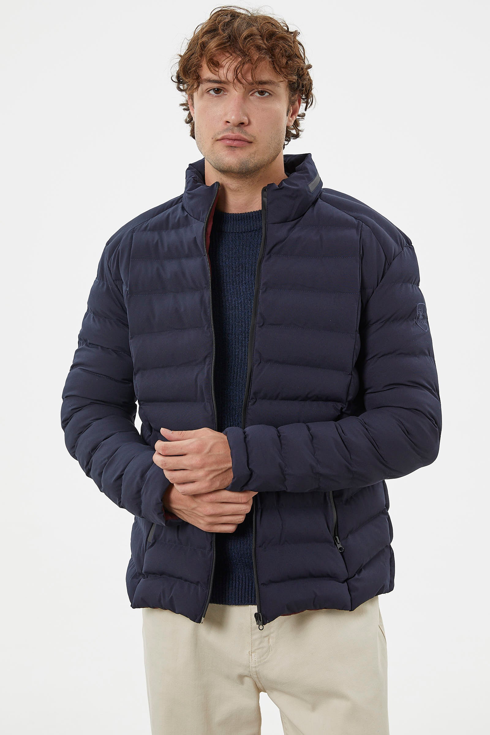 Kapitone Dik Yaka Kısa Mont - Lacivert (1) Sementa