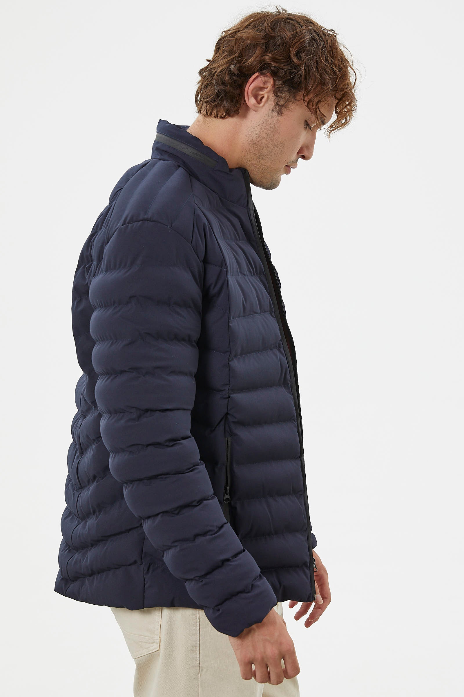 Kapitone Dik Yaka Kısa Mont - Lacivert (6) Sementa