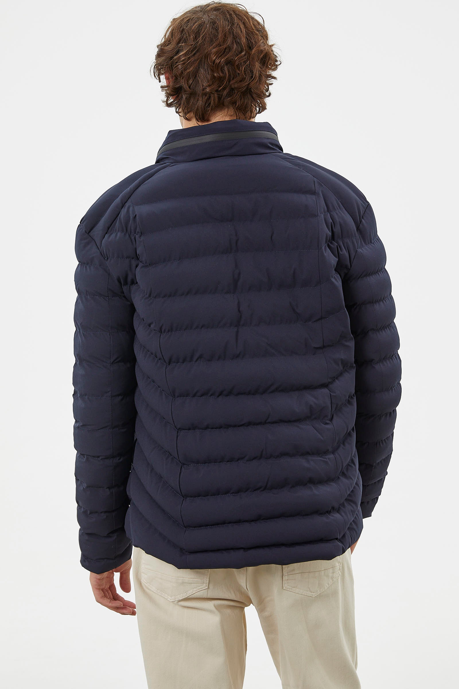 Kapitone Dik Yaka Kısa Mont - Lacivert (7) Sementa