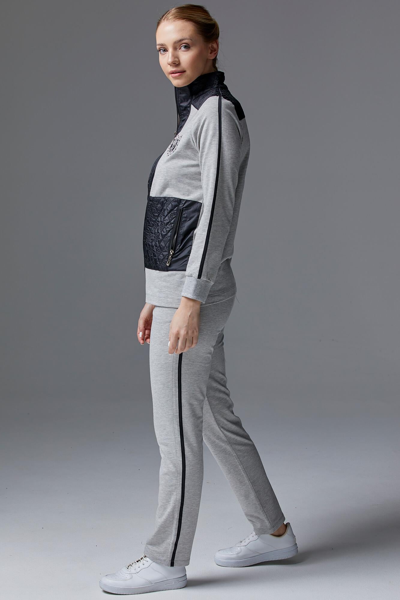 Kapitone Kombinli Dik Yaka Eşofman Takım - Gri (6) Sementa