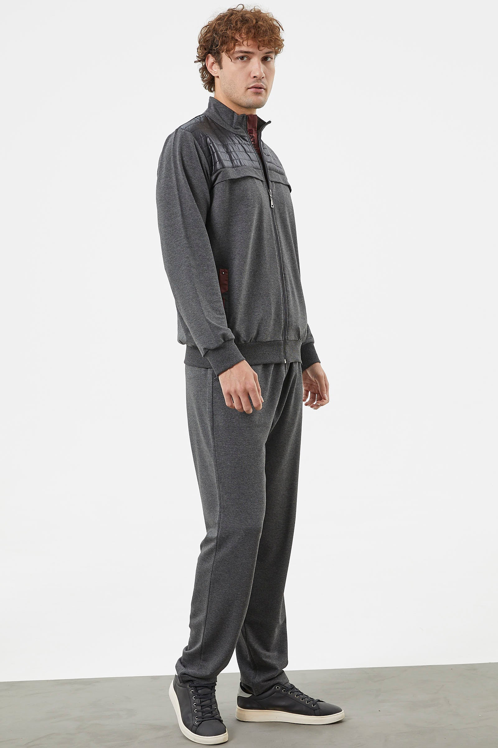 Kapitone Kombinli Fermuarlı Eşofman Takım - Antrasit (2) Sementa