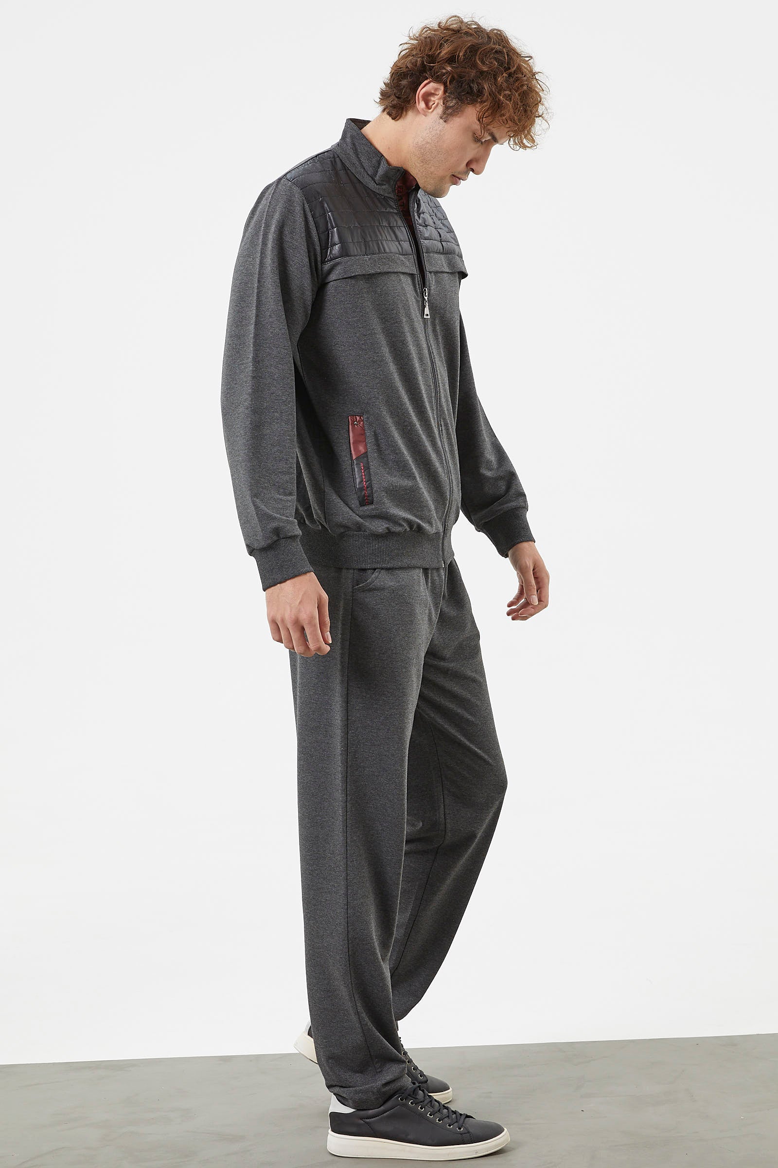 Kapitone Kombinli Fermuarlı Eşofman Takım - Antrasit (3) Sementa