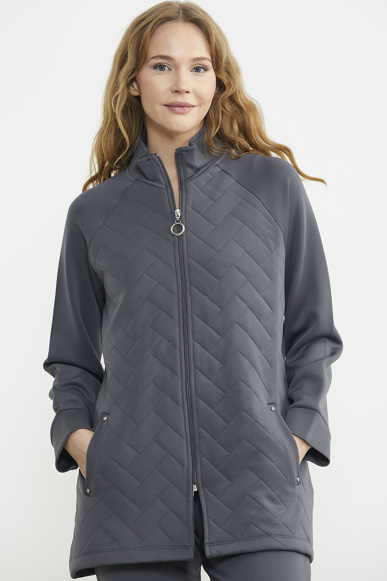 Kapitone Kombinli Fermuarlı Eşofman Takım - Antrasit - Sementa