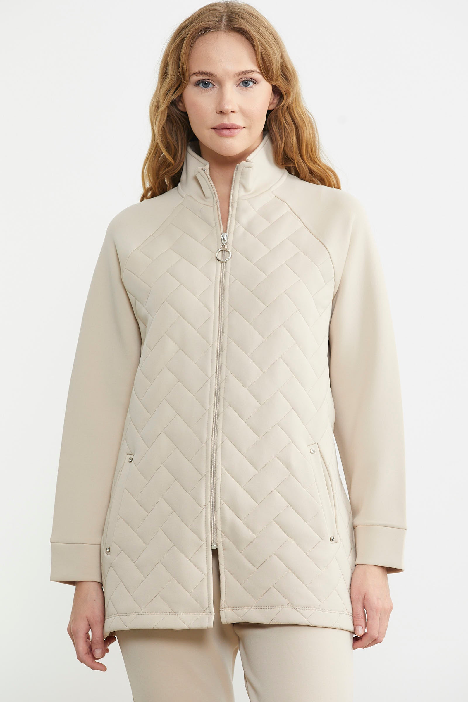 Kapitone Kombinli Fermuarlı Eşofman Takım - Bej - Sementa