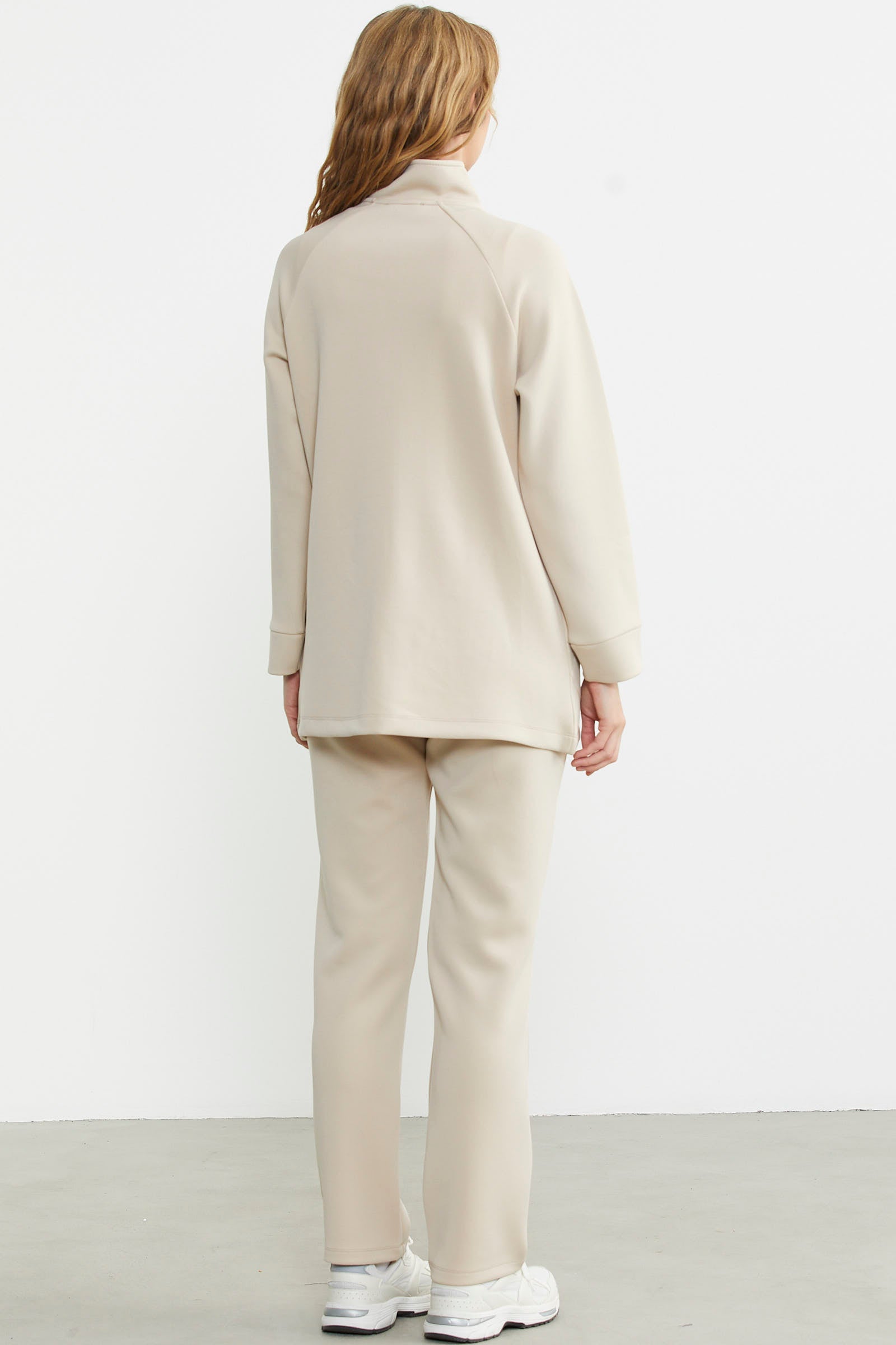 Kapitone Kombinli Fermuarlı Eşofman Takım - Bej - Sementa