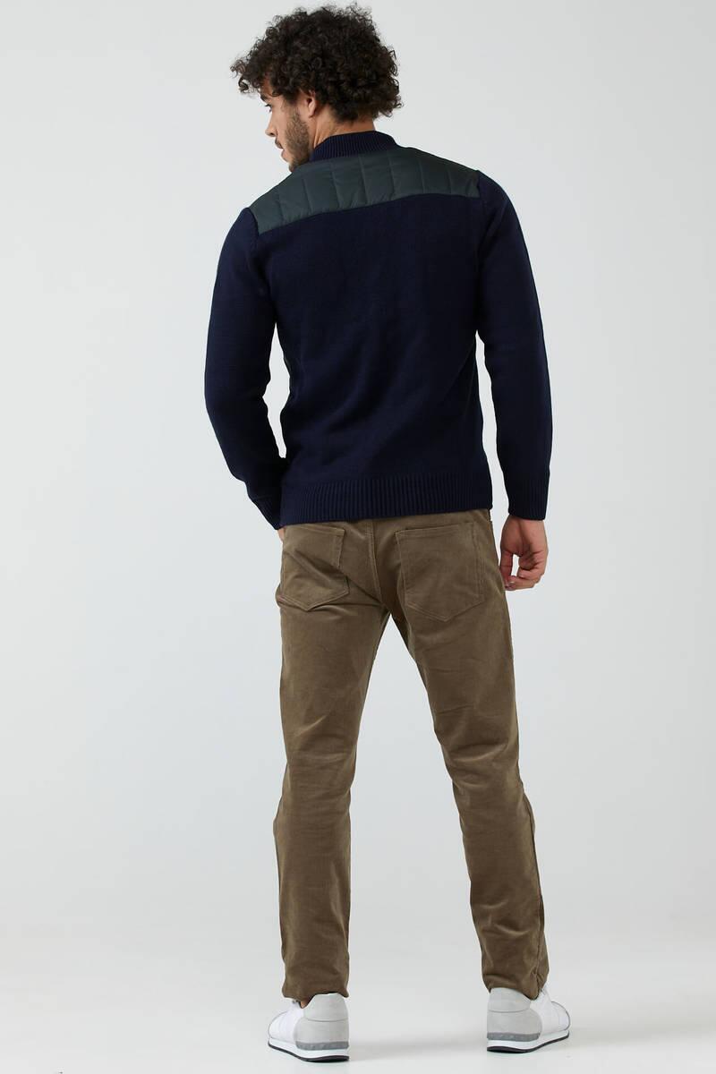 Kapitone Kombinli Fermuarlı Triko Mont - Yeşil - Lacivert (4) Sementa