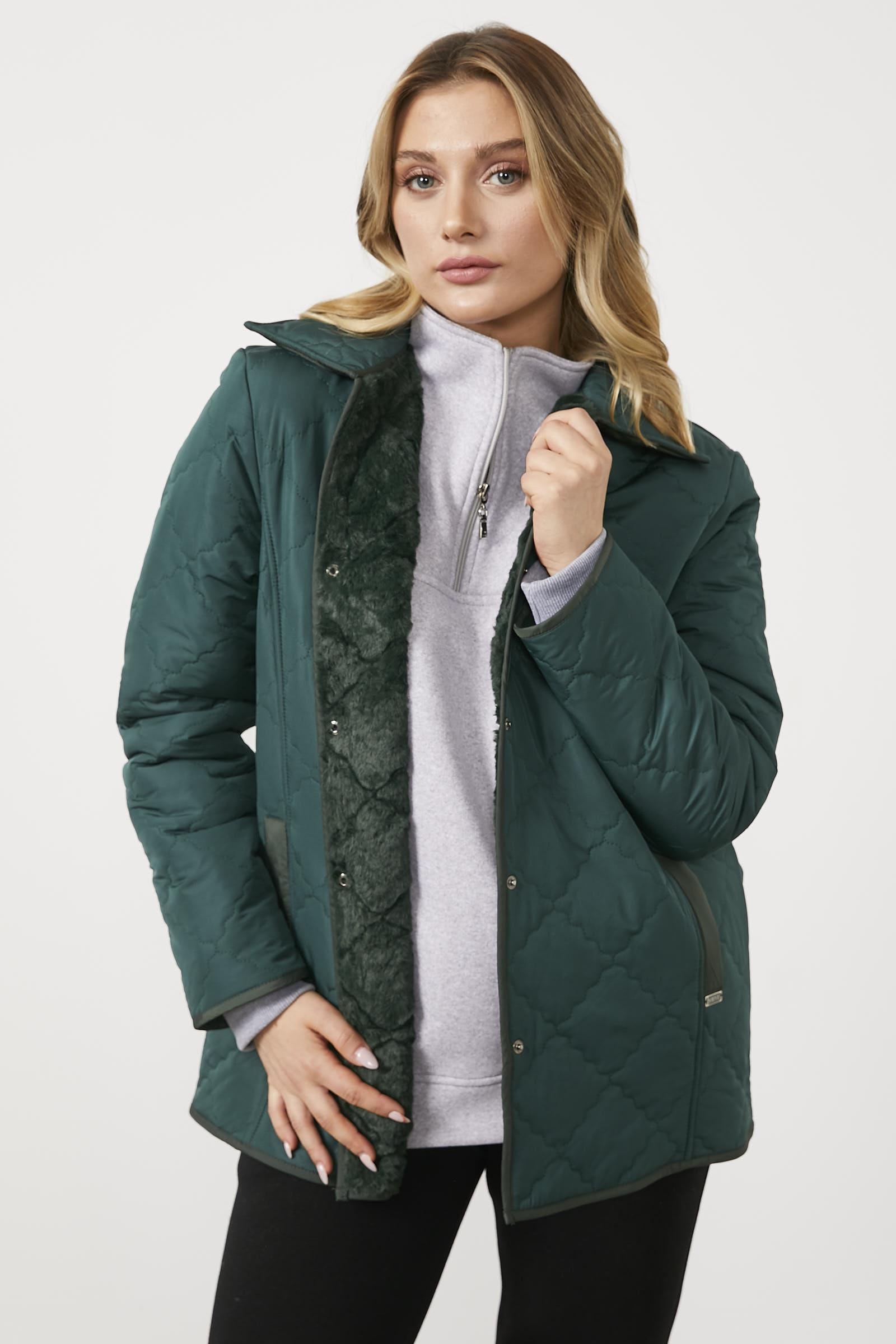 Kapitone Rahat Kalıp İçi Peluş Mont - Yeşil (5) Sementa