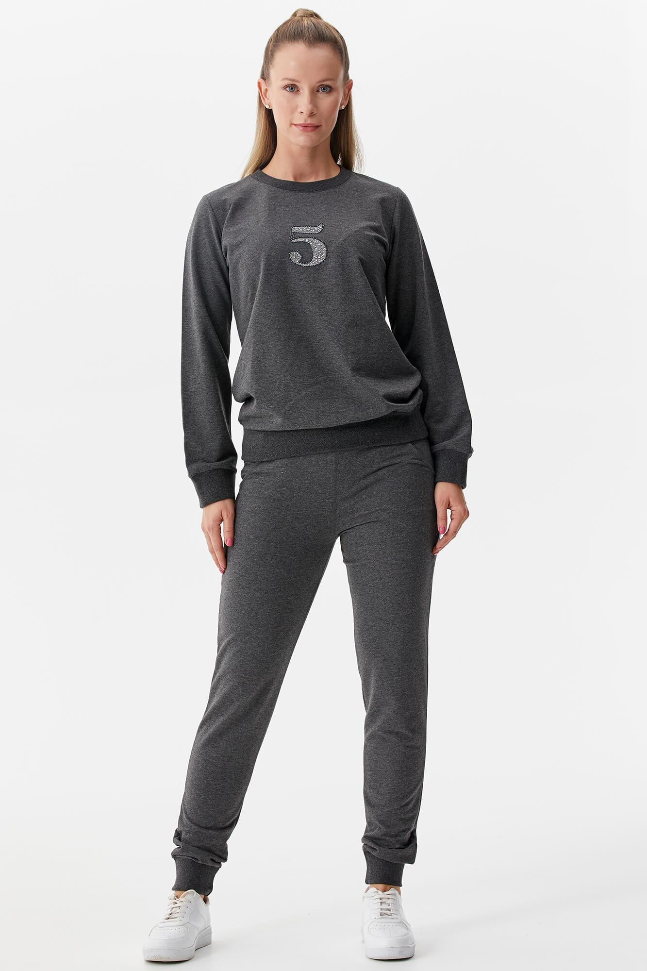 Kapitone Yelekli Üçlü Eşofman Takım - Antrasit (7) Sementa