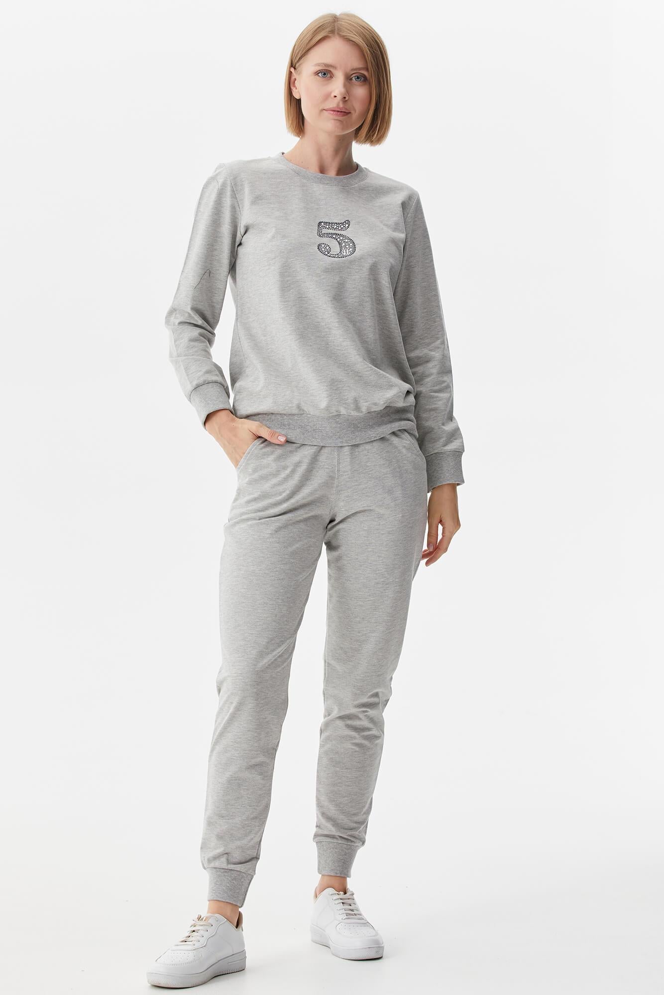 Kapitone Yelekli Üçlü Eşofman Takım - Gri (7) Sementa