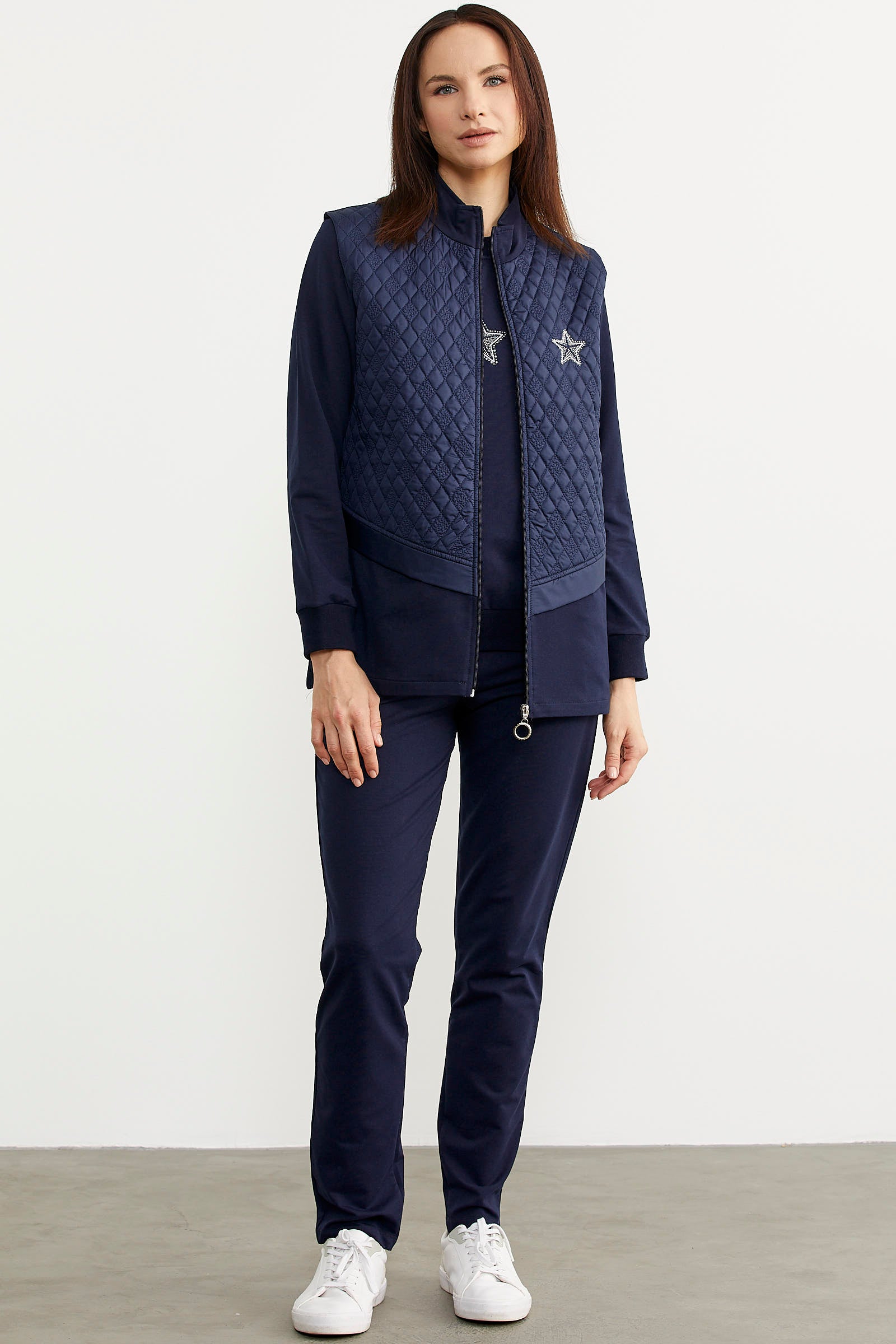 Kapitone Yelekli Üçlü Eşofman Takım - Lacivert (2) Sementa