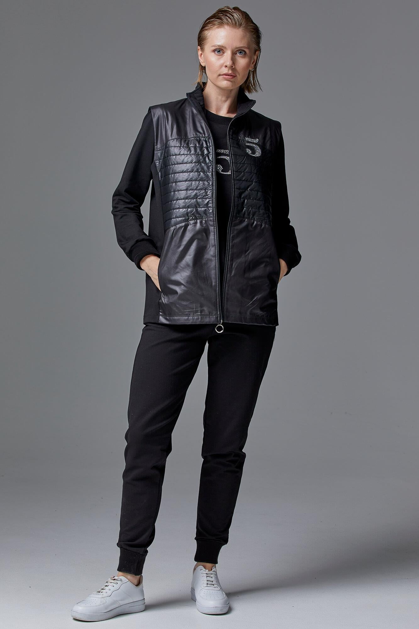 Kapitone Yelekli Üçlü Eşofman Takım - Siyah (1) Sementa