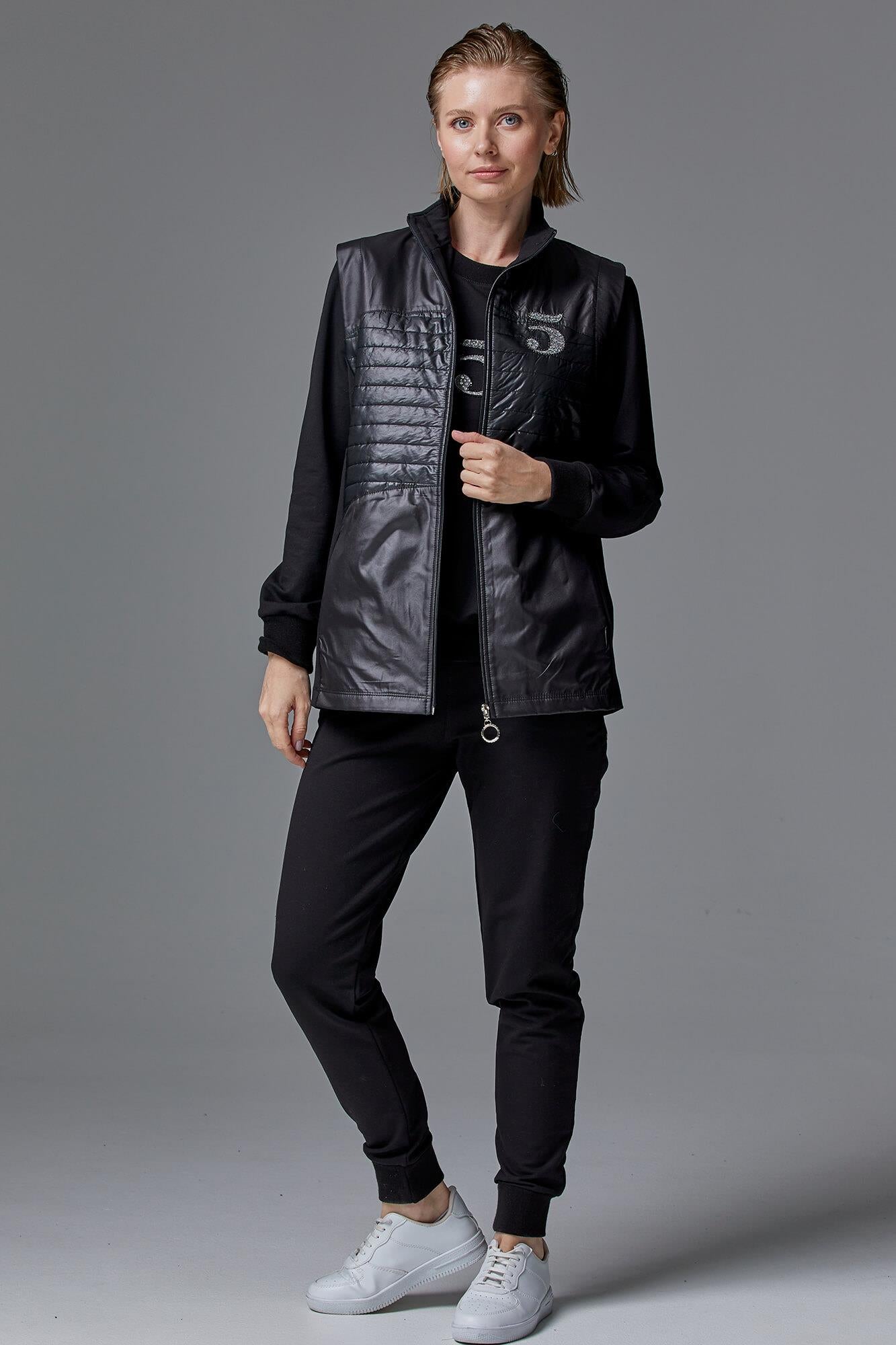 Kapitone Yelekli Üçlü Eşofman Takım - Siyah (6) Sementa