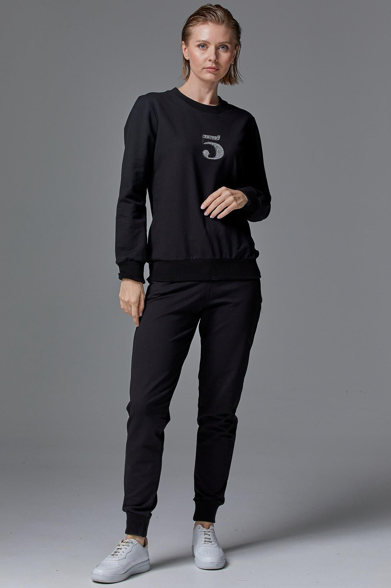 Kapitone Yelekli Üçlü Eşofman Takım - Siyah (8) Sementa