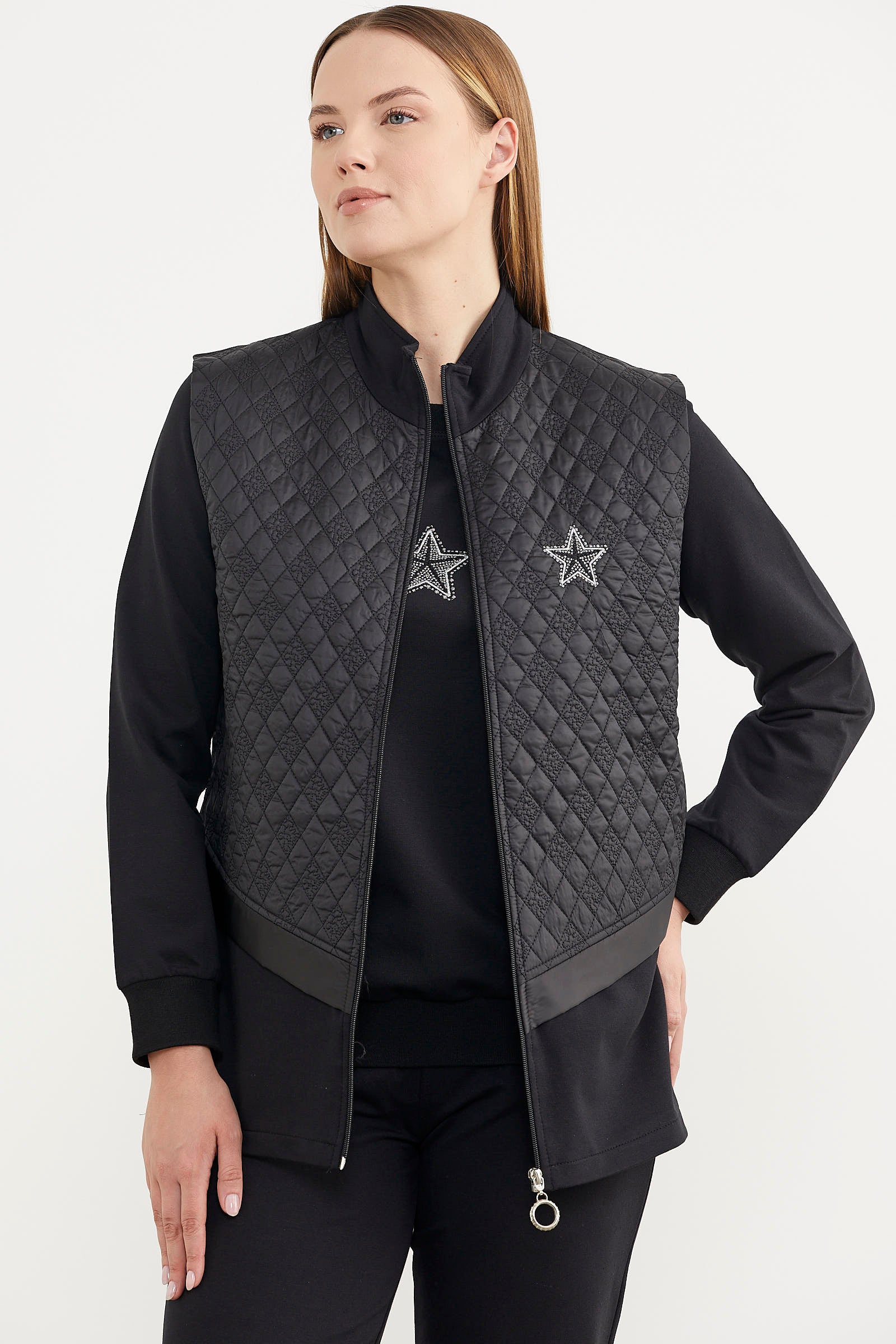 Kapitone Yelekli Üçlü Eşofman Takım - Siyah (2) Sementa