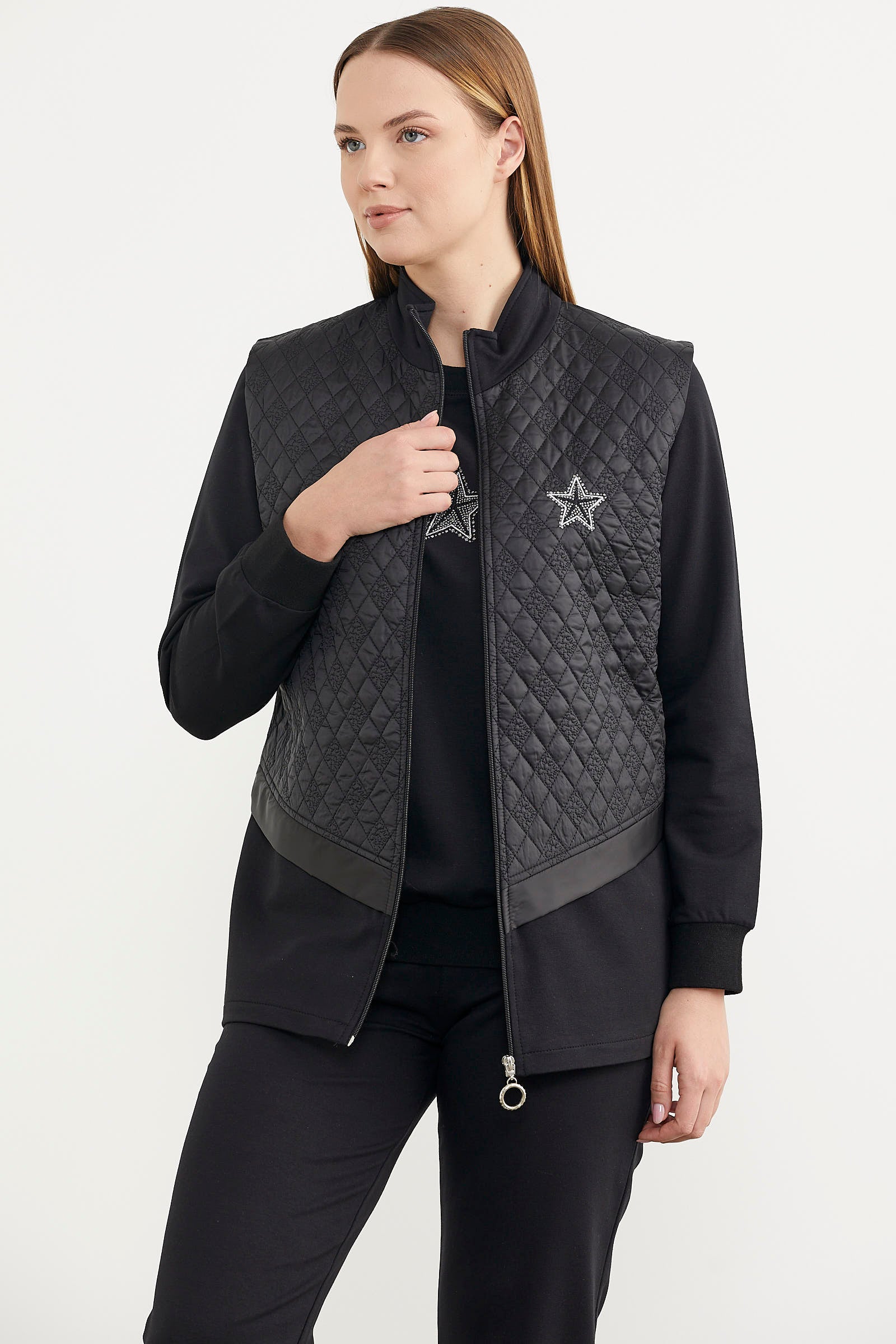 Kapitone Yelekli Üçlü Eşofman Takım - Siyah (3) Sementa