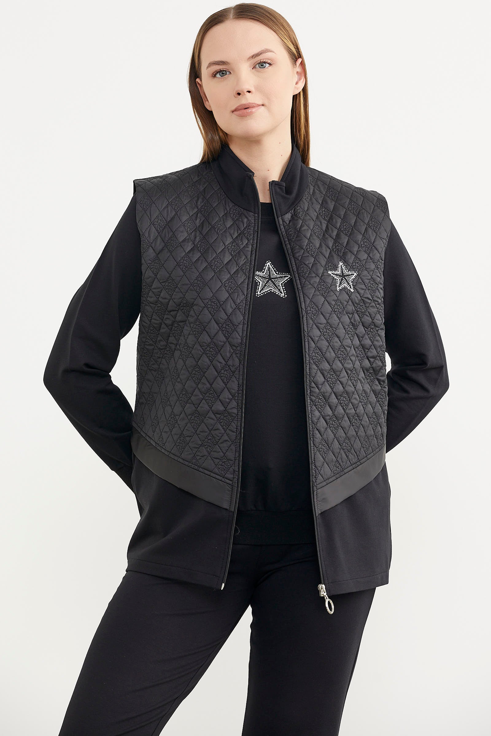 Kapitone Yelekli Üçlü Eşofman Takım - Siyah (5) Sementa