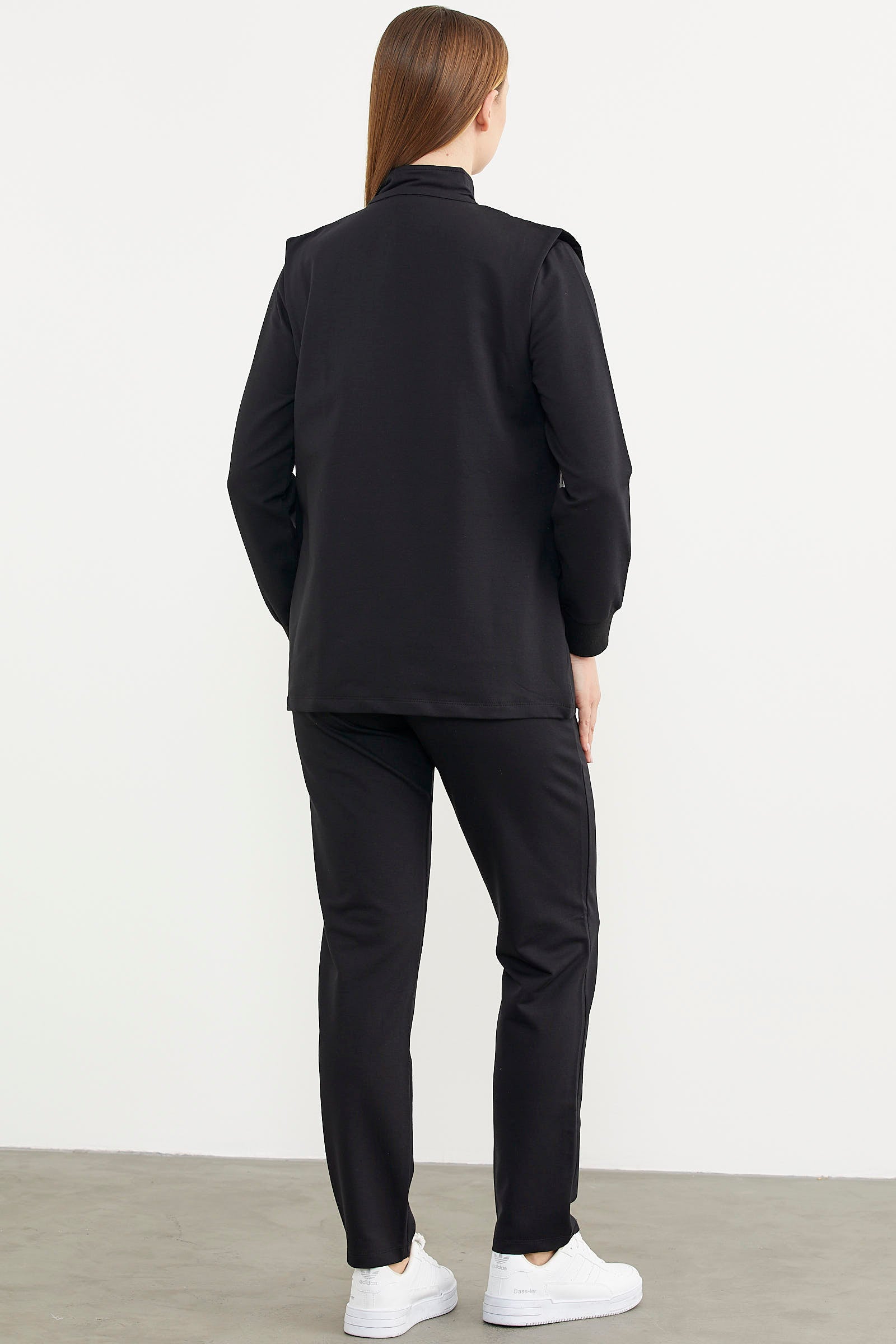 Kapitone Yelekli Üçlü Eşofman Takım - Siyah (7) Sementa