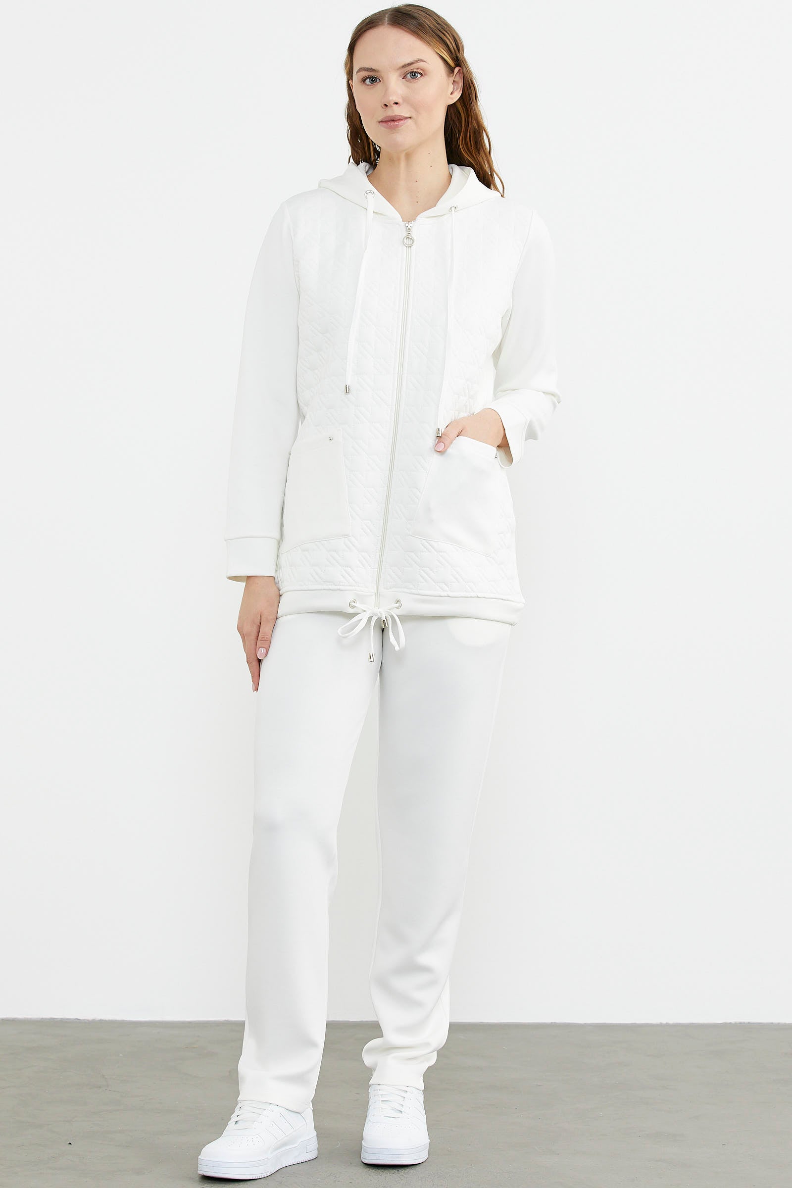 Kapitoneli Scuba Eşofman Takım - Ekru (2) Sementa