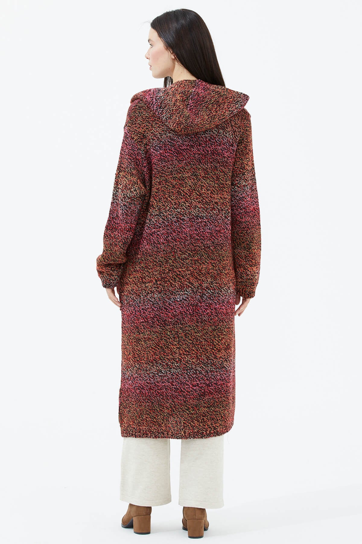 Kapüşonlu Cepli Triko Hırka - Kırmızı (5) Sementa