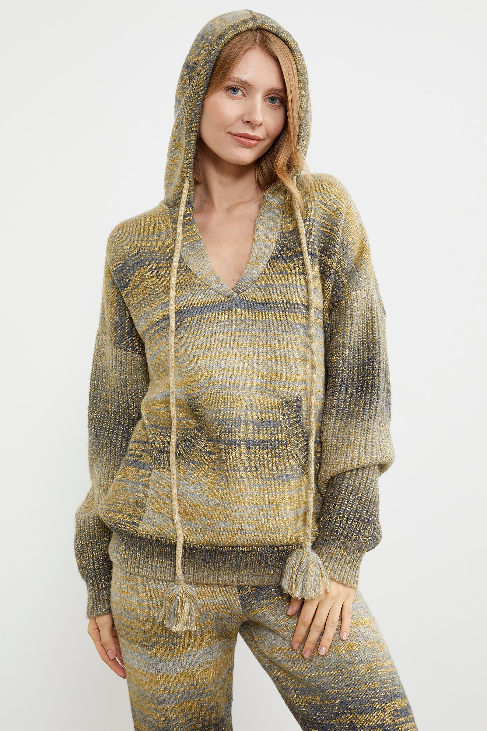 Kapüşonlu Çok Renkli Tiriko Takım - Hardal (5) Sementa