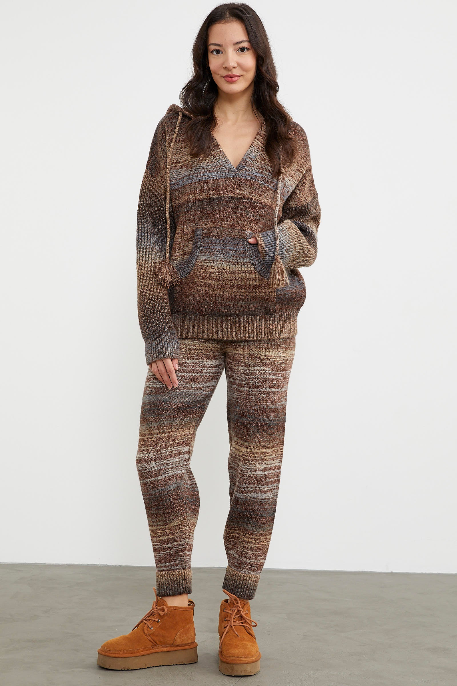 Kapüşonlu Çok Renkli Tiriko Takım - Kahve (1) Sementa