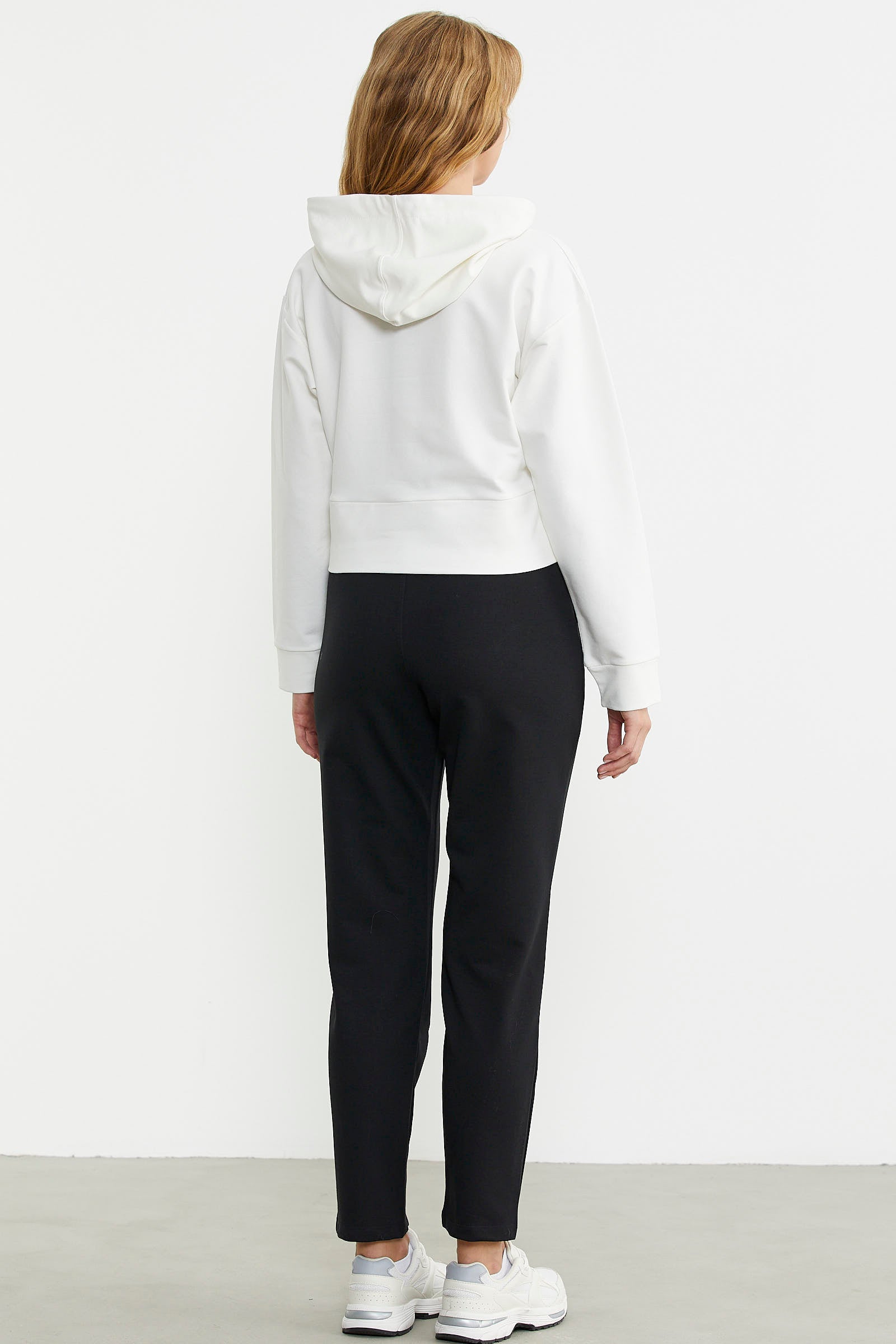 Kapüşonlu Dikiş Detaylı Eşofman Takım - Ekru - Sementa