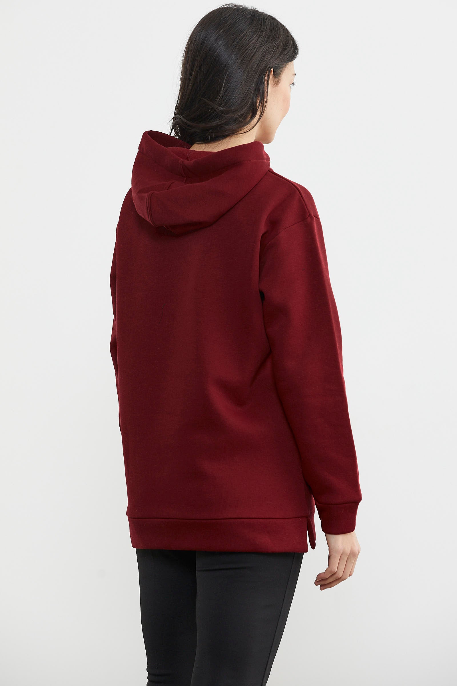 Kapüşonlu İçi Pamuklu Kalın Sweatshirt - Bordo (5) Sementa